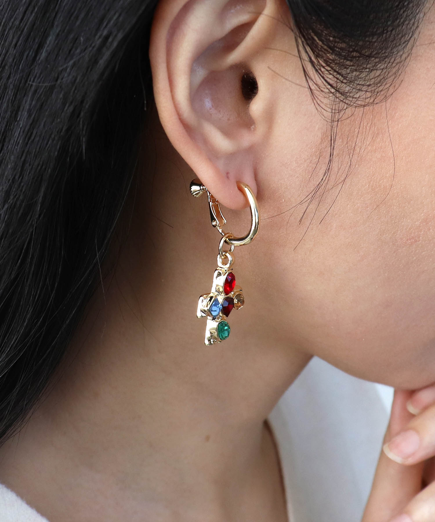 マルチストーンクロスイヤリング