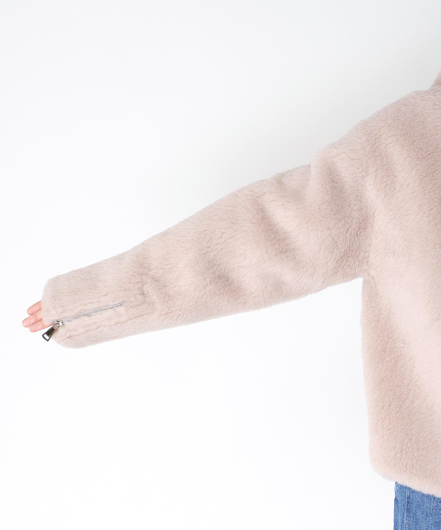 ウール混ファーライダースジャケット