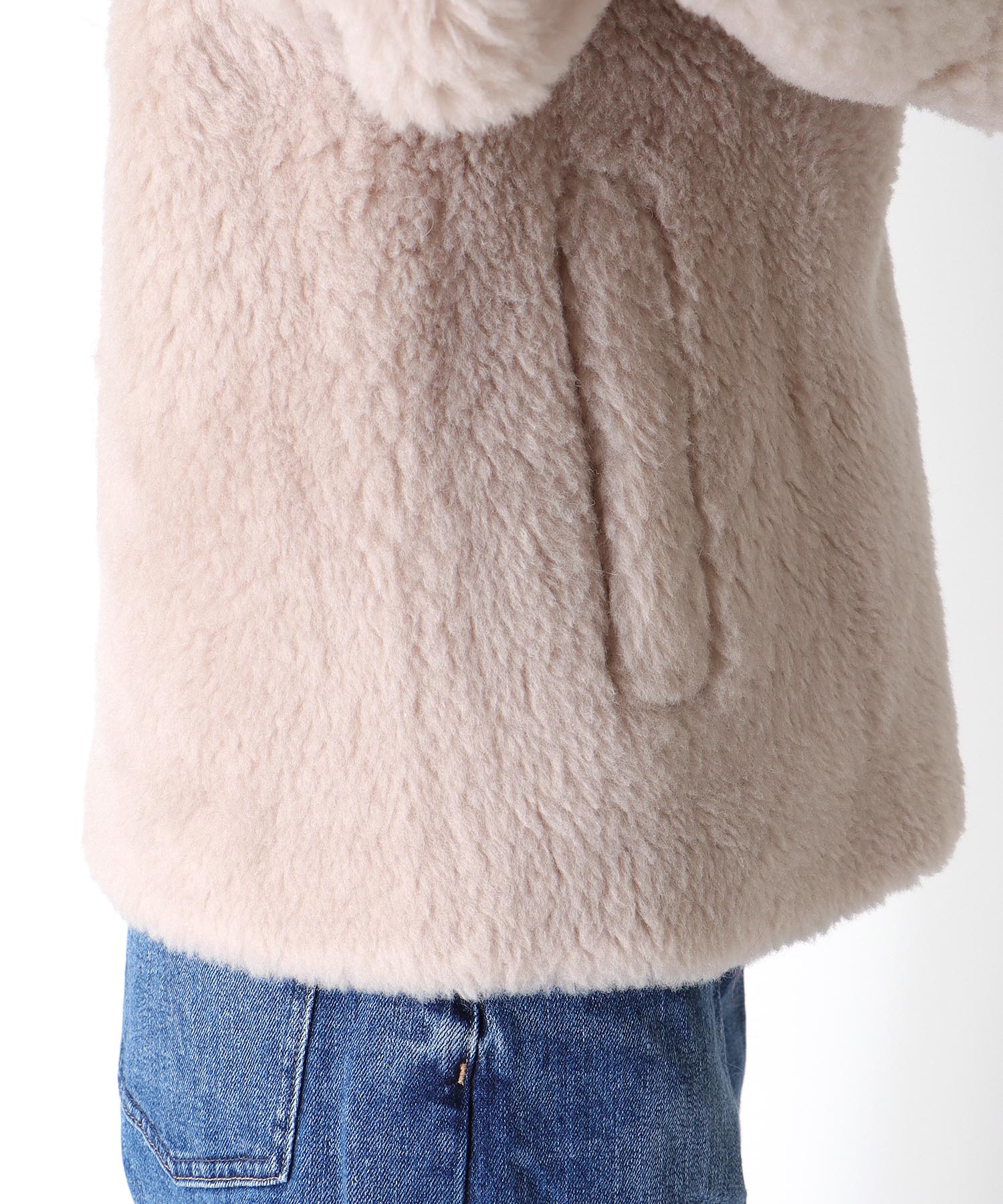 ウール混ファーライダースジャケット