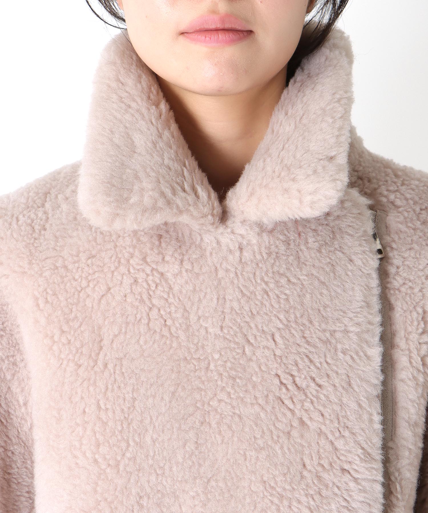 ウール混ファーライダースジャケット