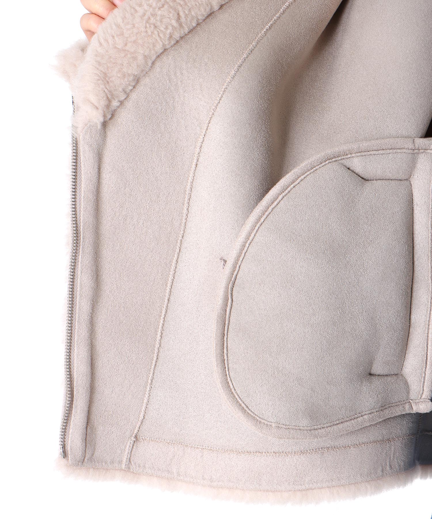 ウール混ファーライダースジャケット