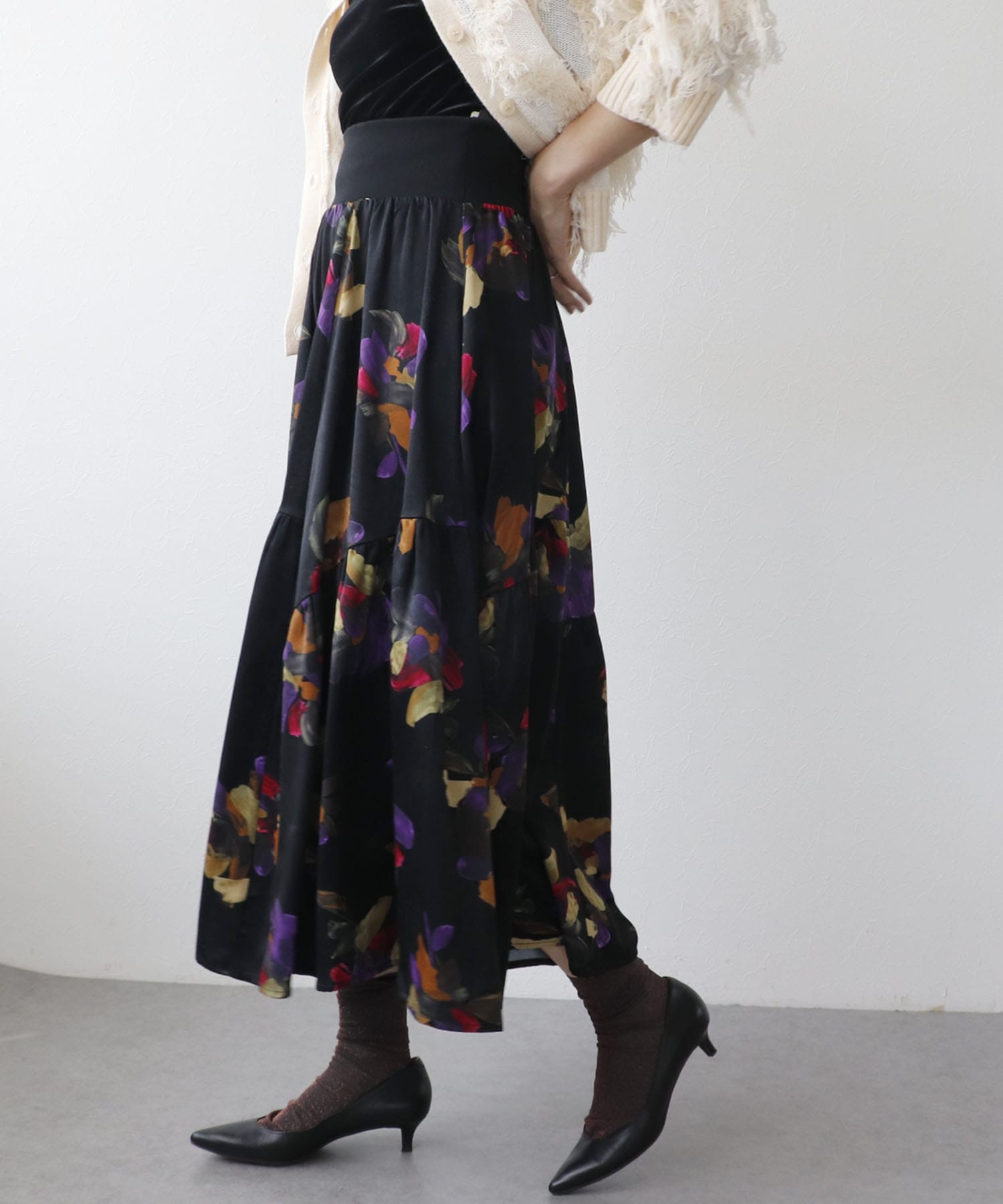 ビンテージフラワーティアードスカート