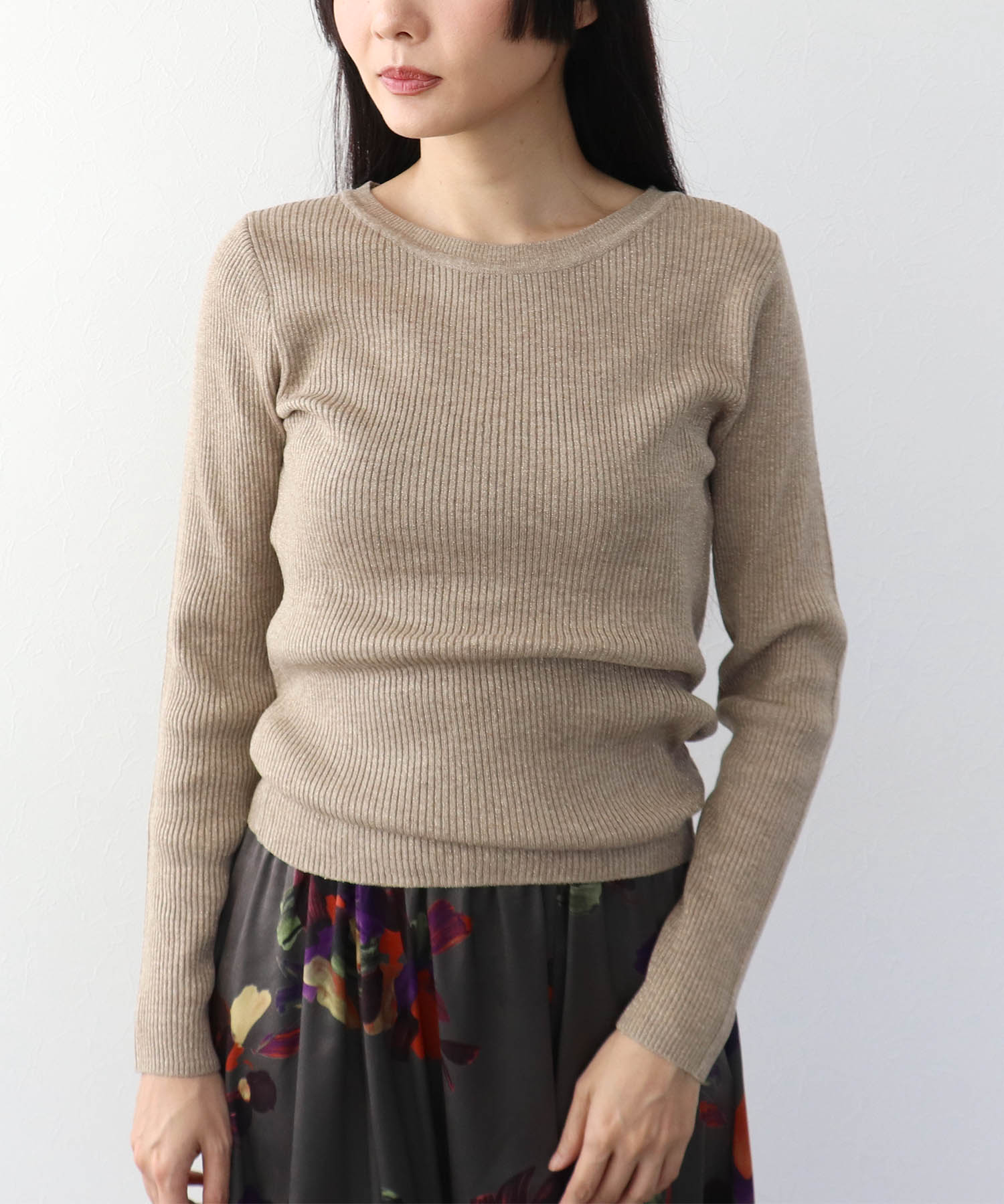 ラメリブニットプルオーバー