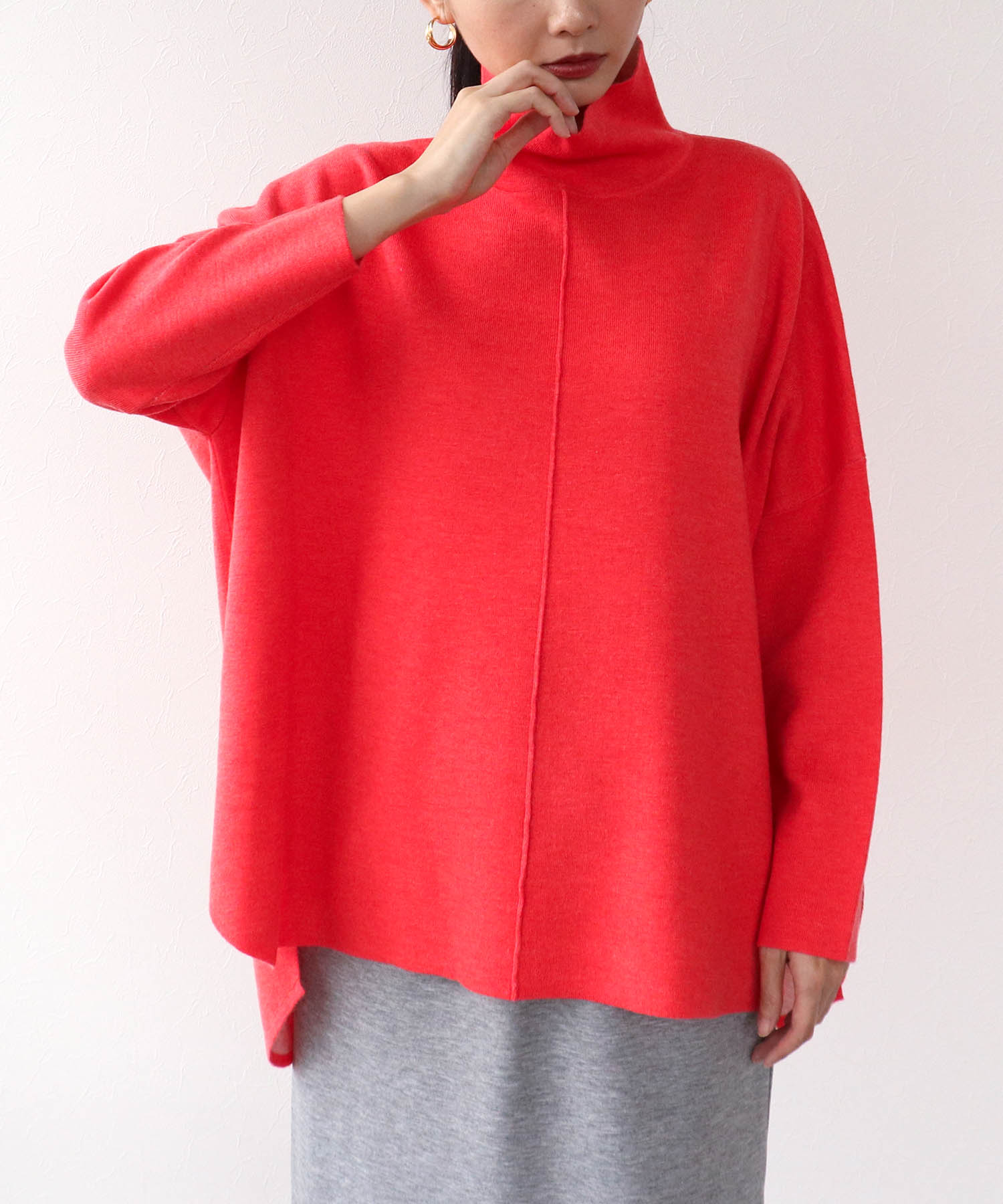 リバーシブルWフェイスポンチョ風ニット