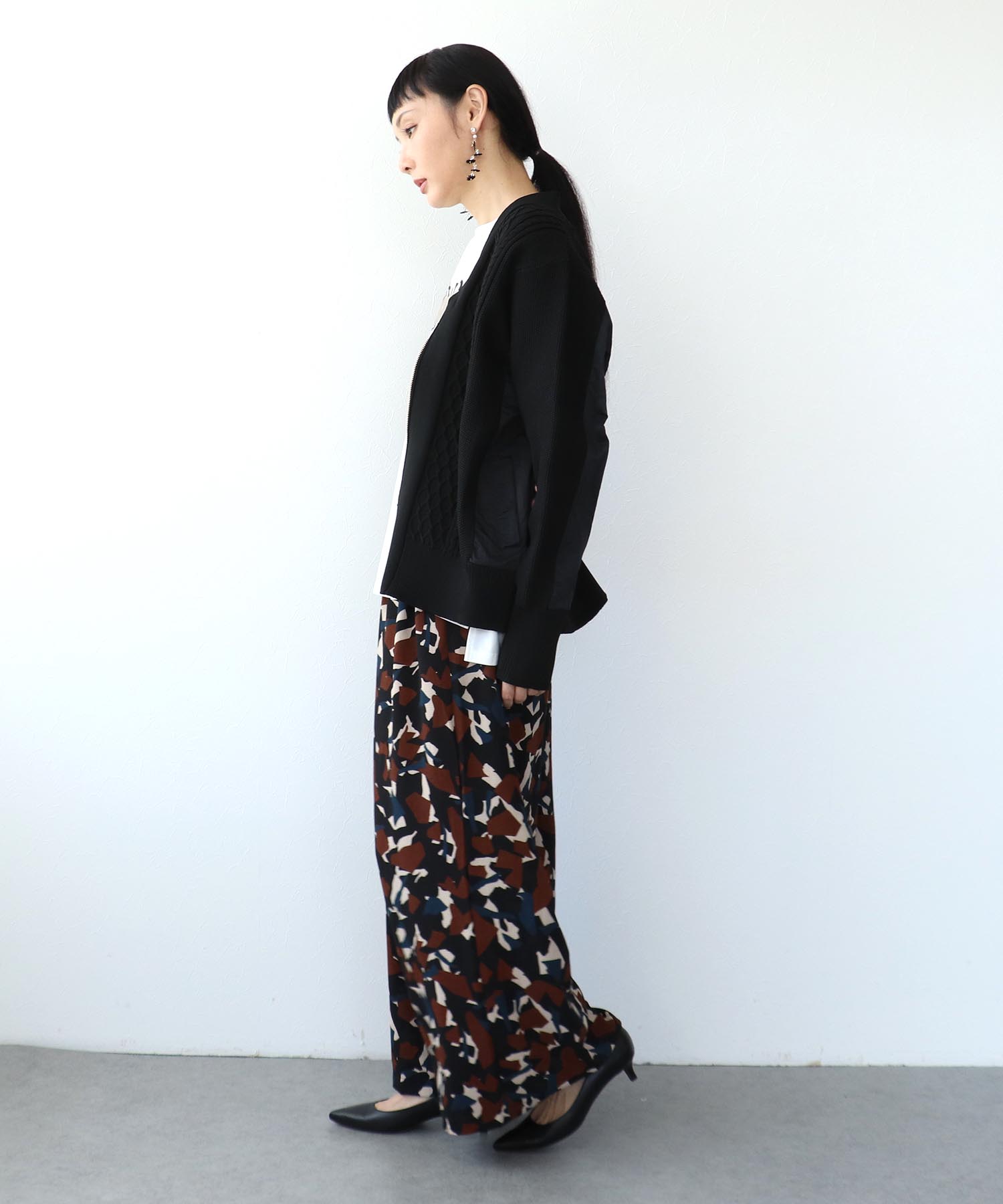 ケーブル布帛ドッキングZIPブルゾン
