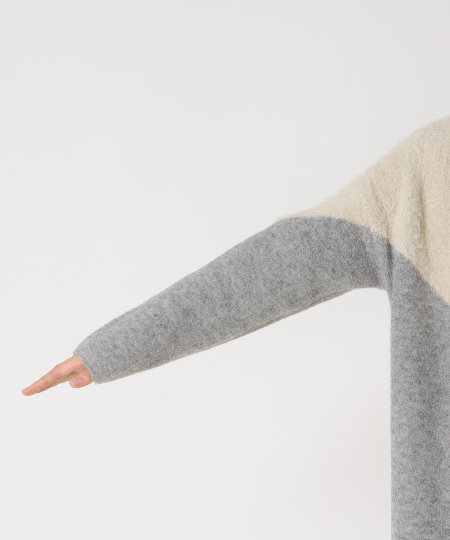 シャギーバイカラーコーディガン