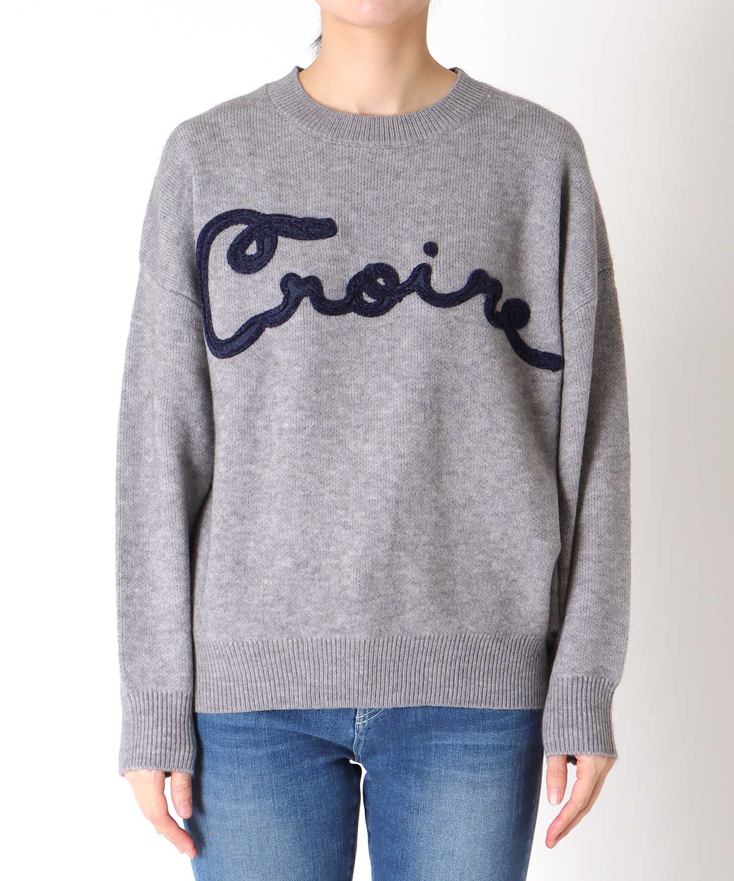 【WEB先行発売】チュール刺繍ロゴニットプルオーバー