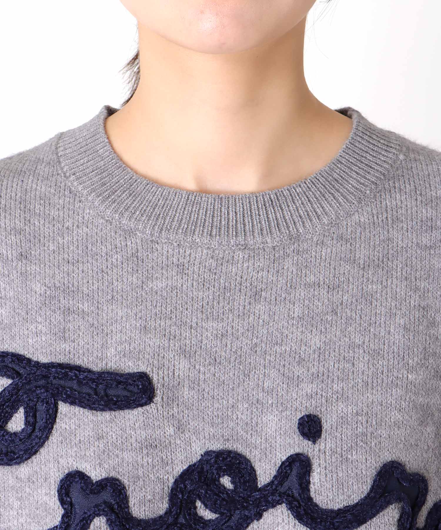 【WEB先行発売】チュール刺繍ロゴニットプルオーバー