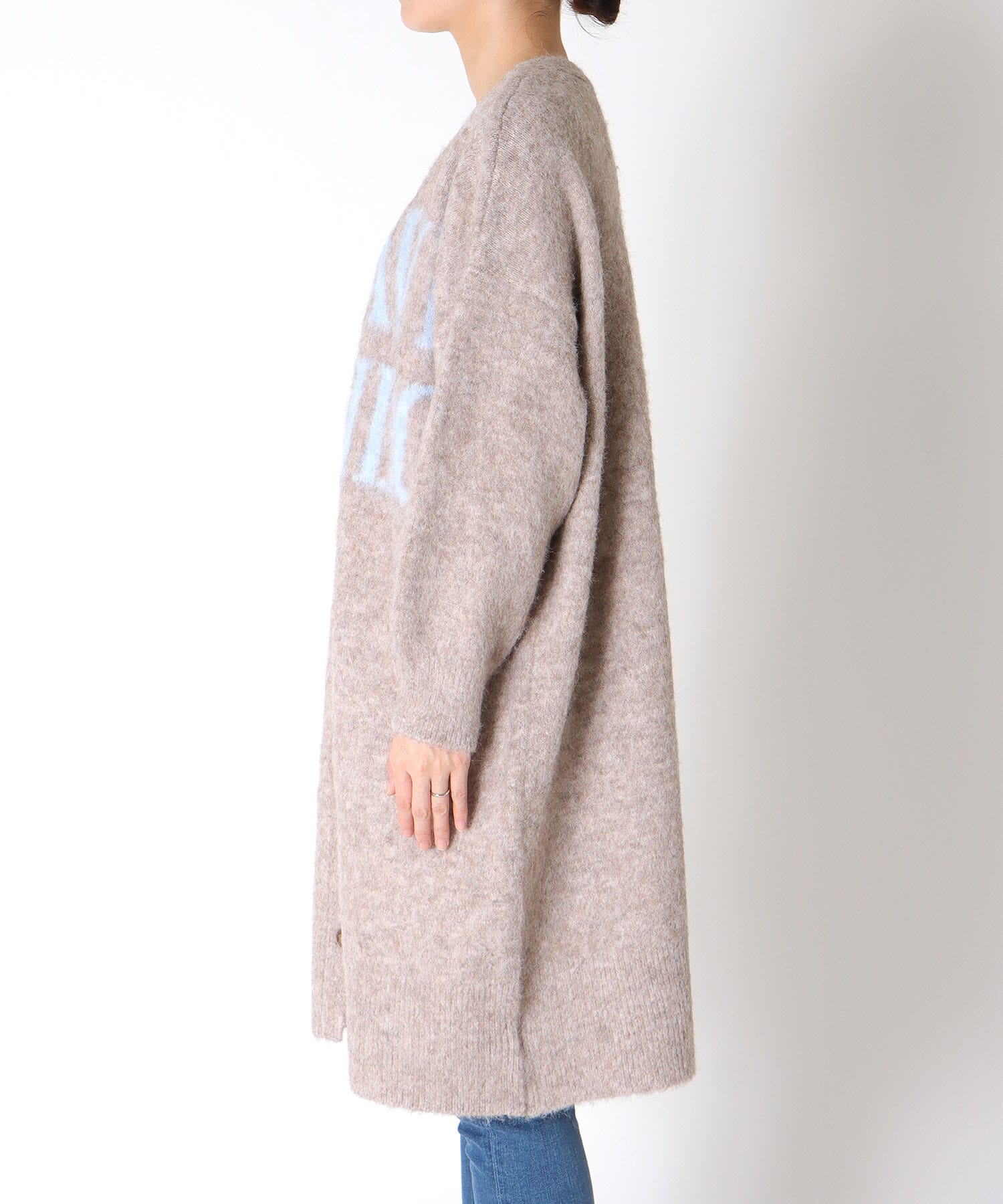 ロゴプリントシャギーロングカーディガン 別注