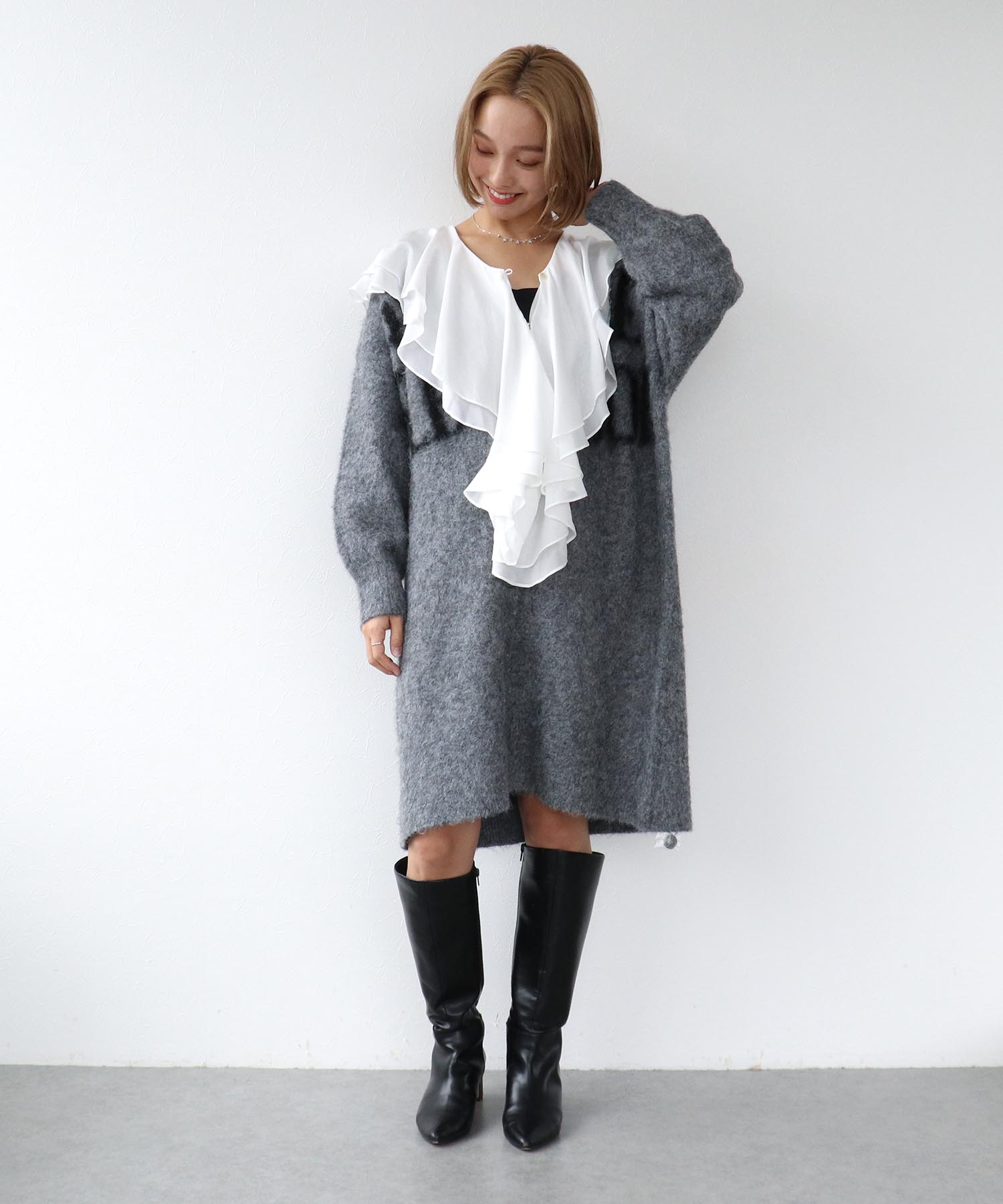 ロゴプリントシャギーロングカーディガン 別注