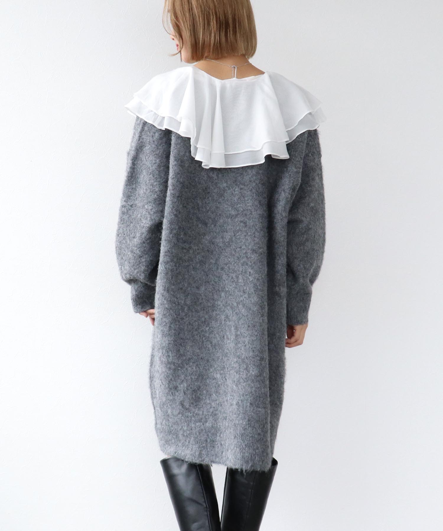 ロゴプリントシャギーロングカーディガン 別注