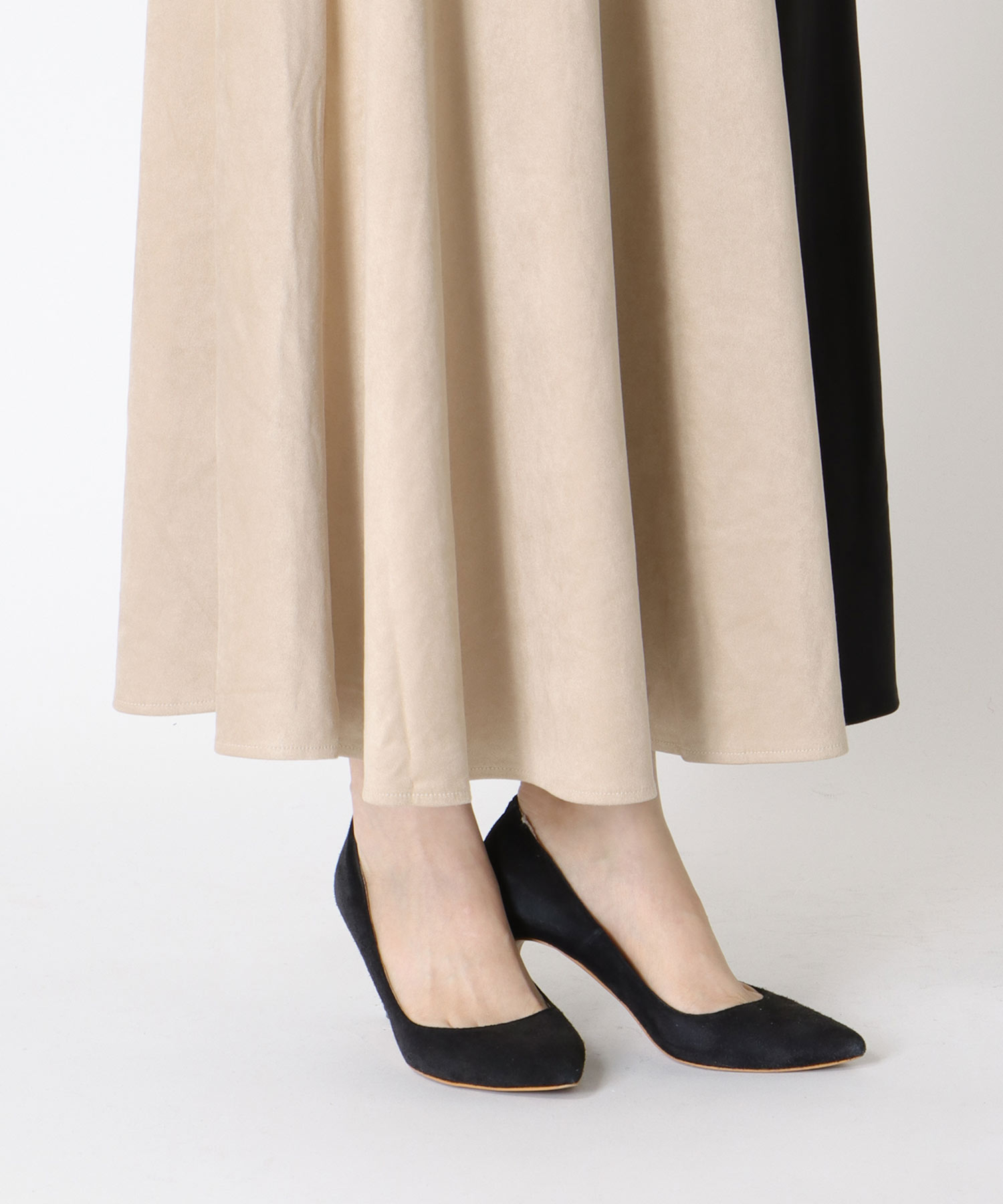 バイカラースエードスカート