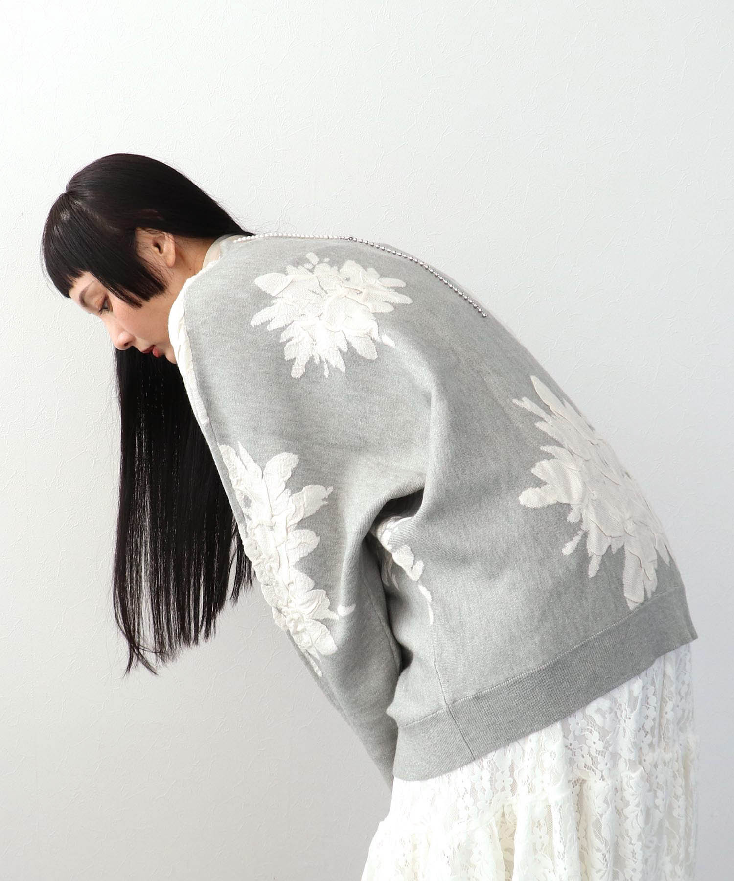 フラワージャガードドルマンカーディガン
