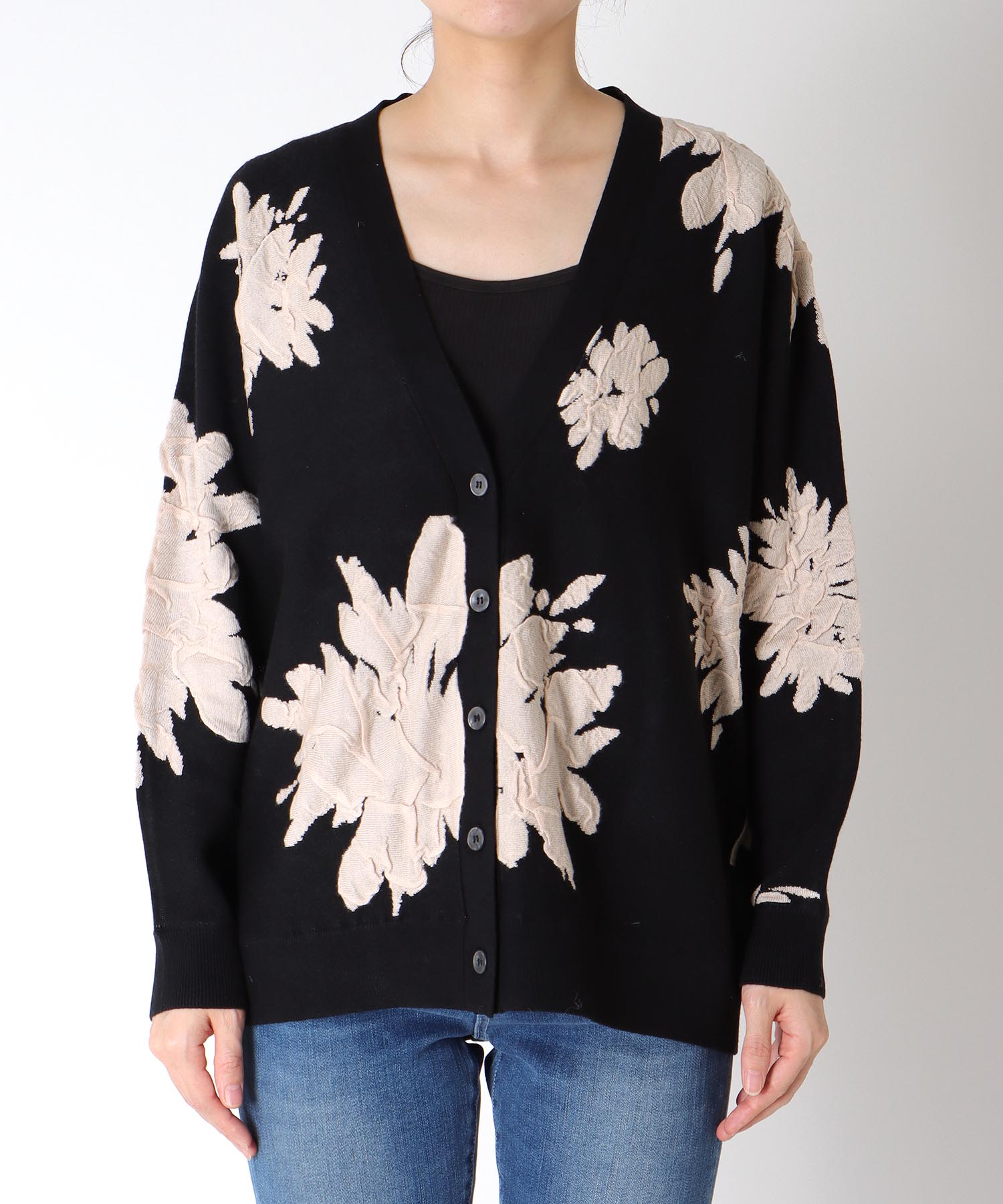 フラワージャガードドルマンカーディガン