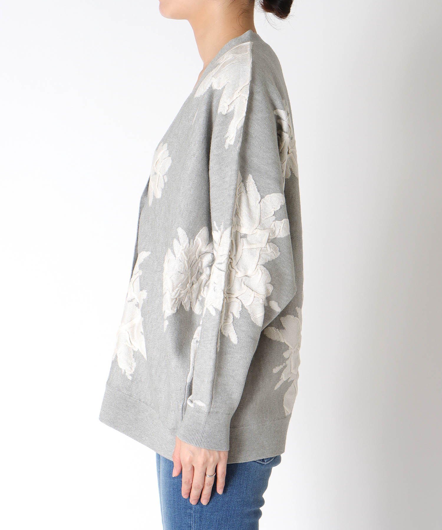 フラワージャガードドルマンカーディガン