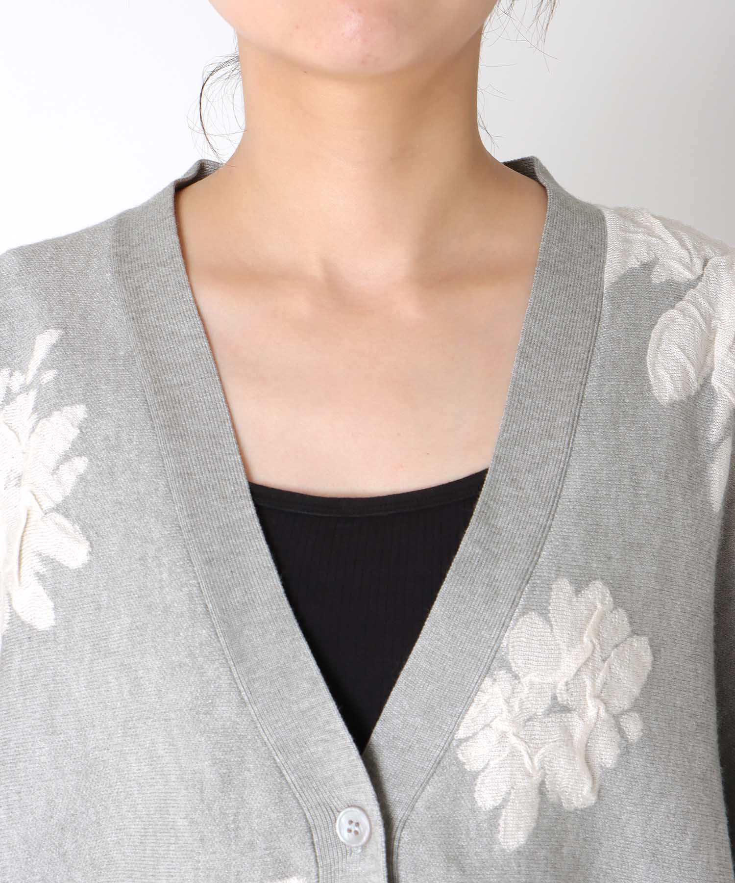 フラワージャガードドルマンカーディガン