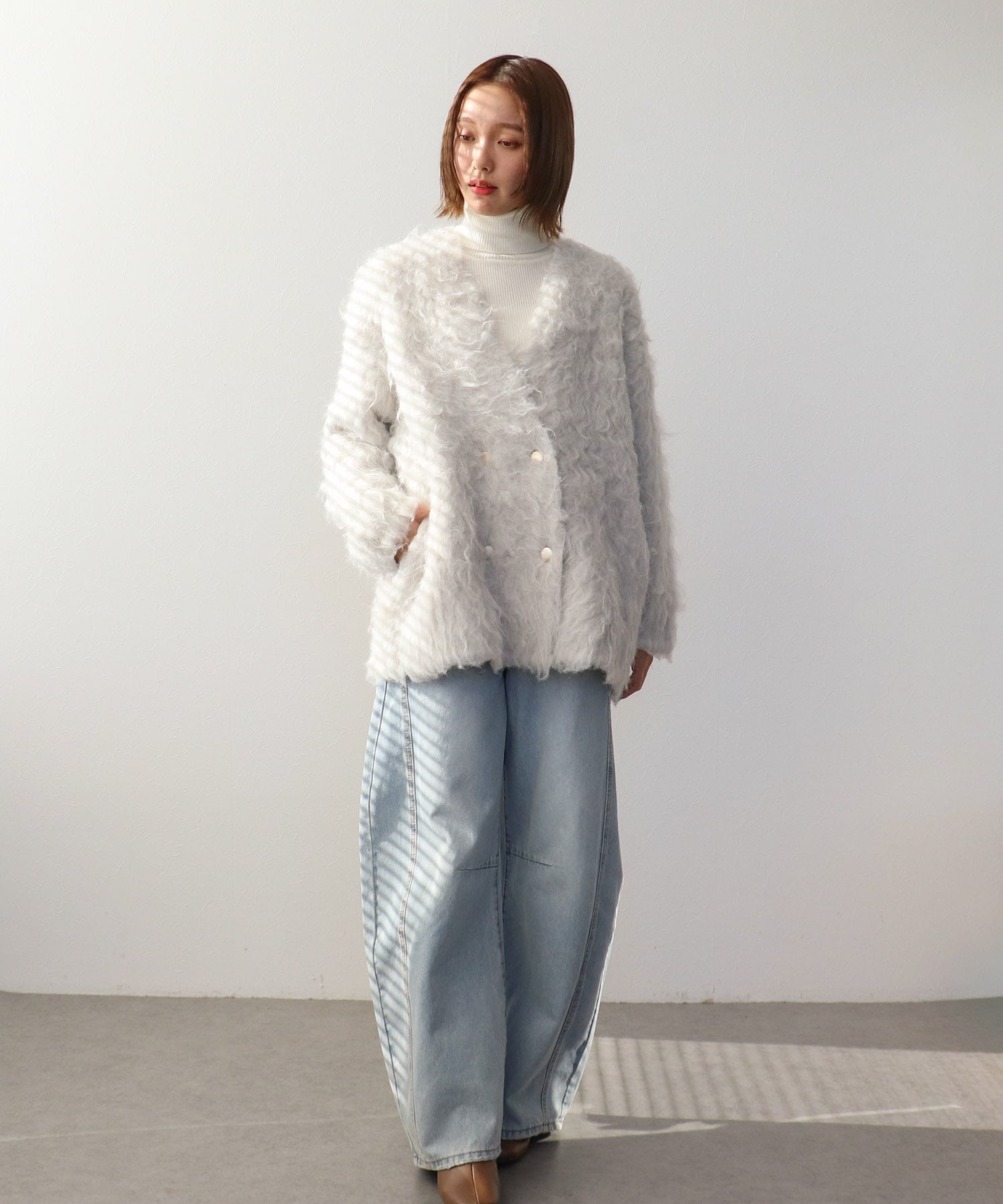 《WEB先行発売》ウェーブシャギーニットジャケット