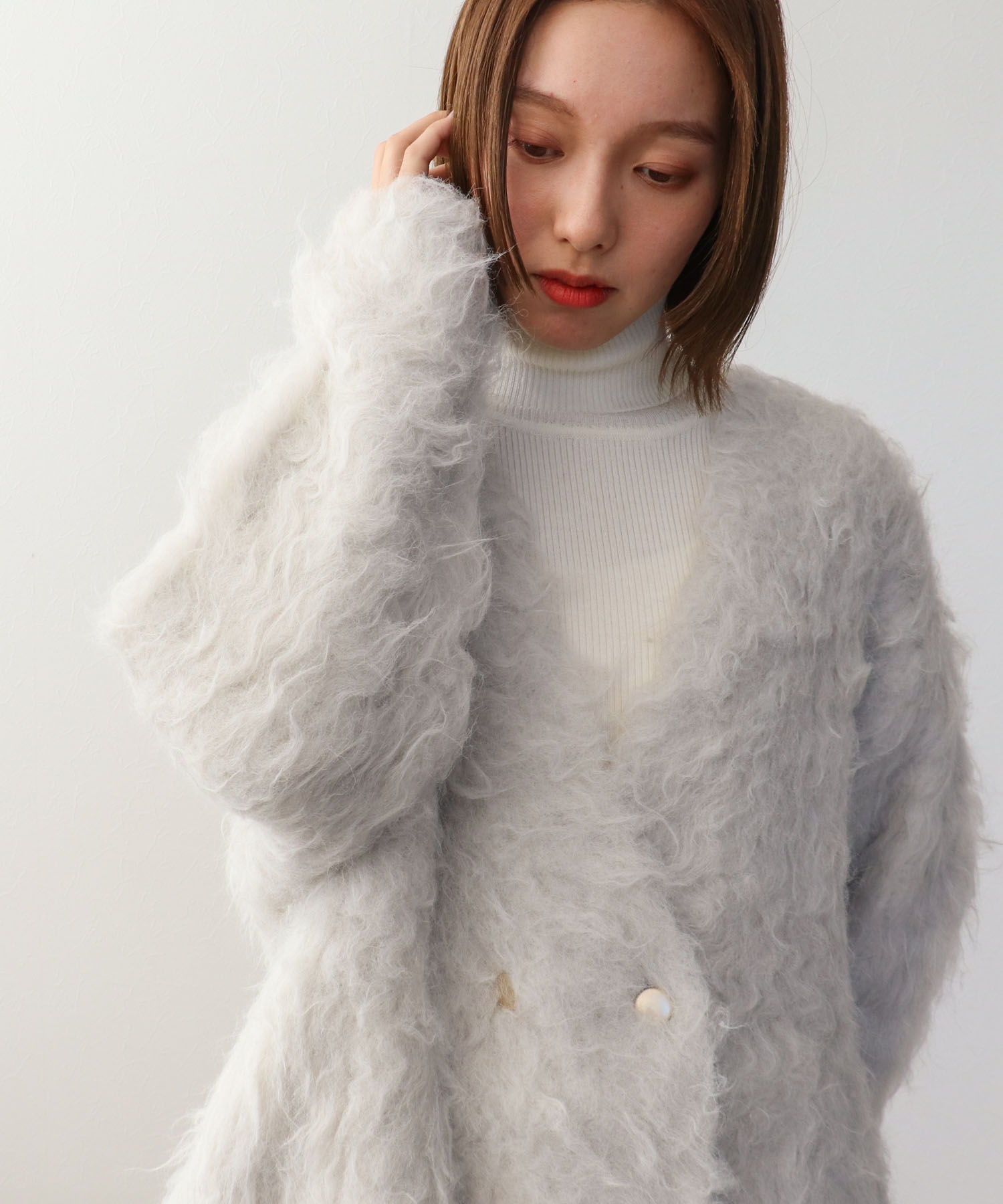 《WEB先行発売》ウェーブシャギーニットジャケット