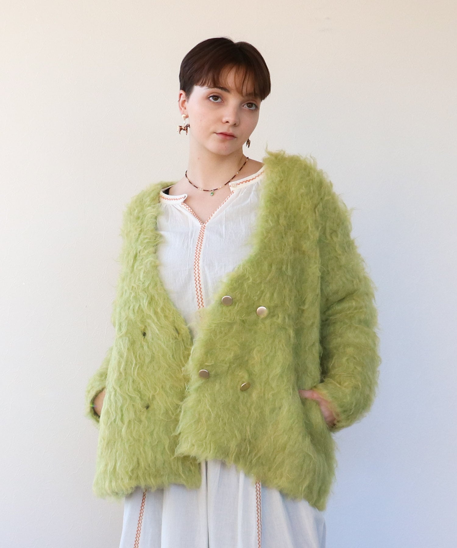 《WEB先行発売》ウェーブシャギーニットジャケット