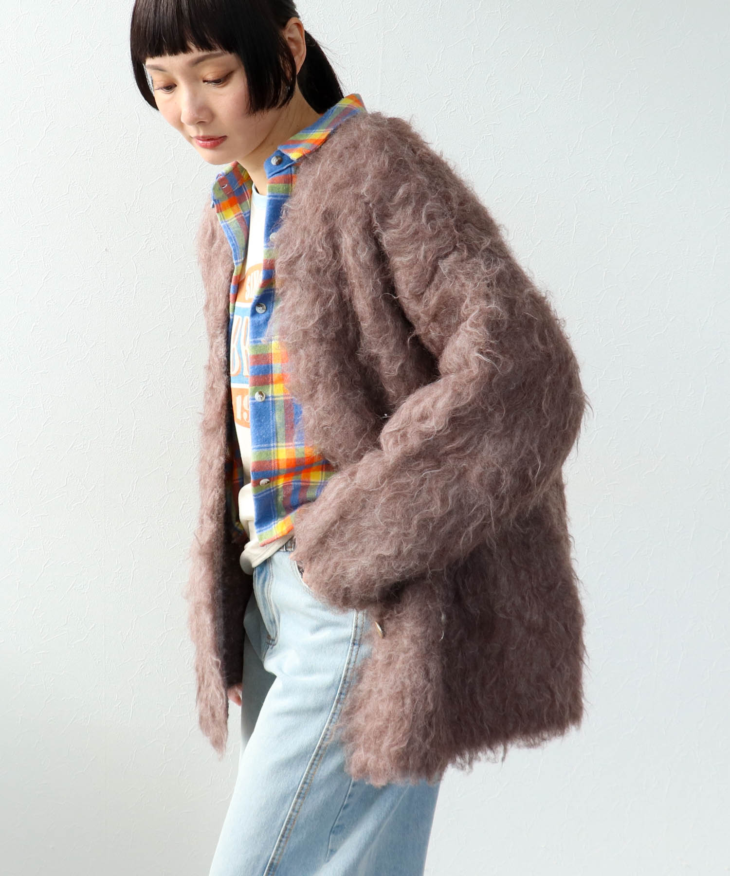 《WEB先行発売》ウェーブシャギーニットジャケット