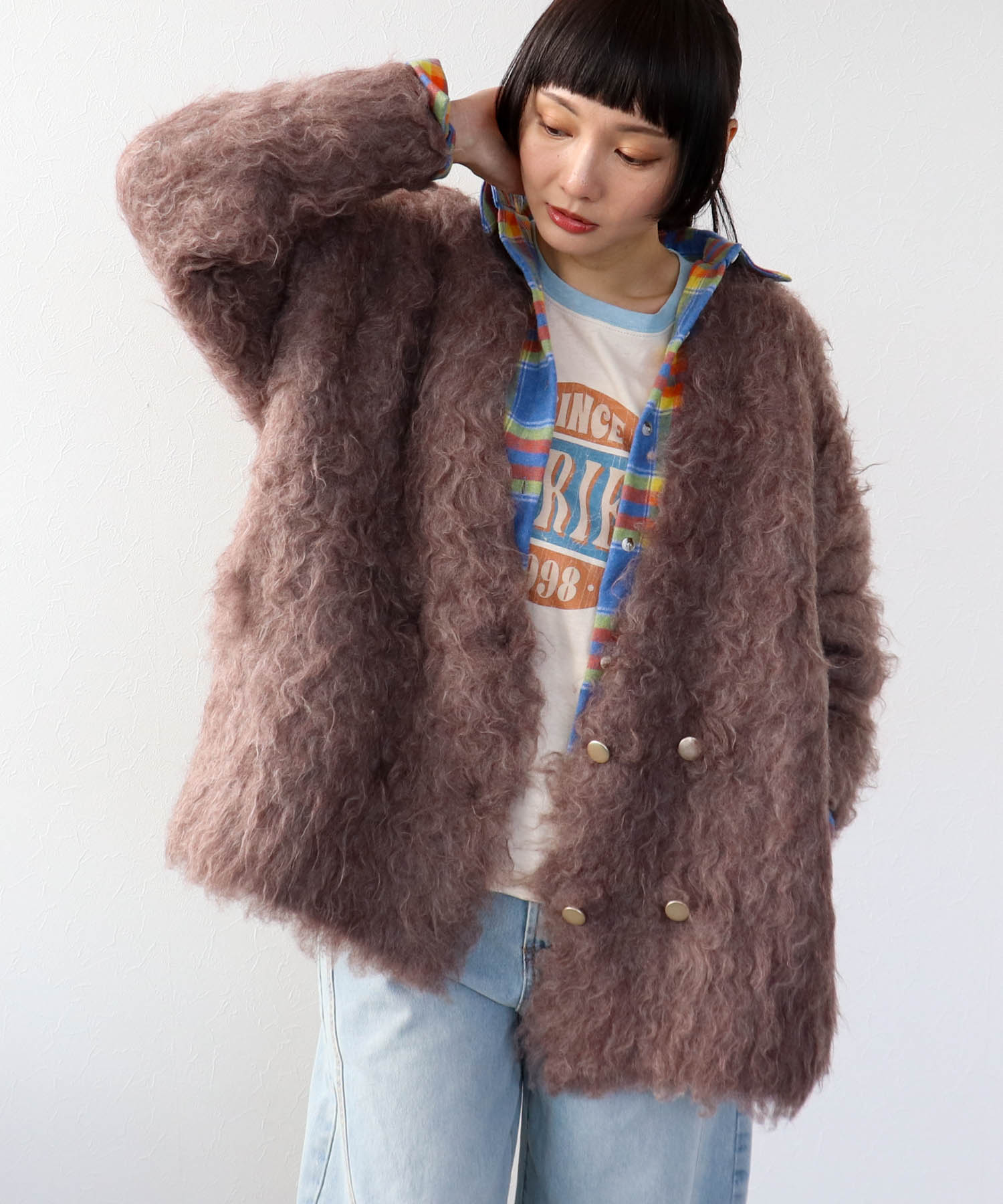 《WEB先行発売》ウェーブシャギーニットジャケット