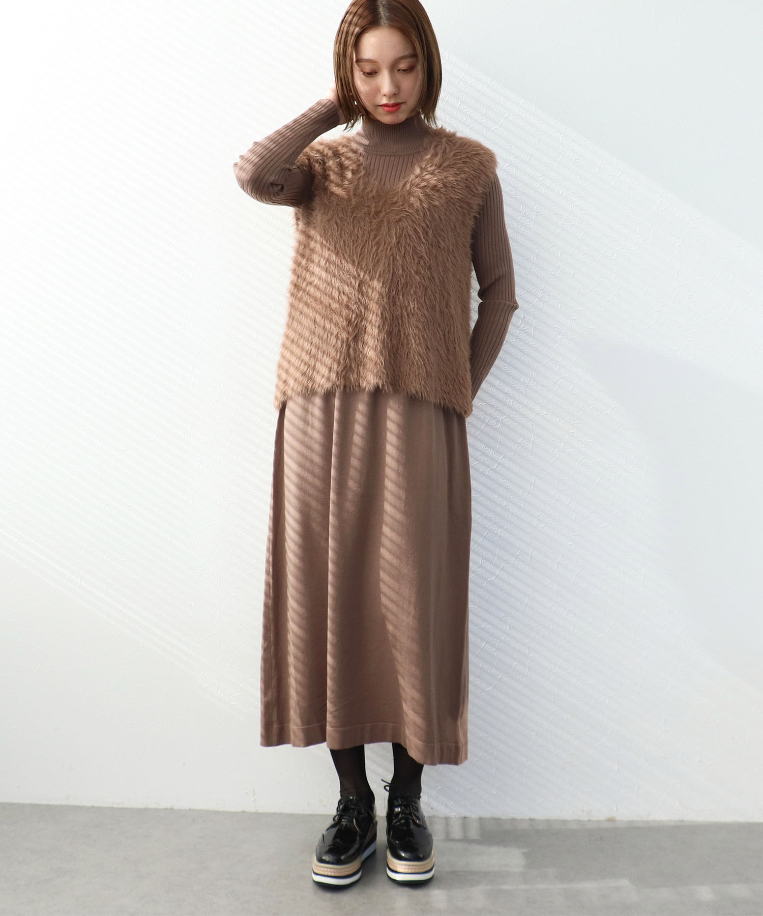 シャギーニットセットワンピース