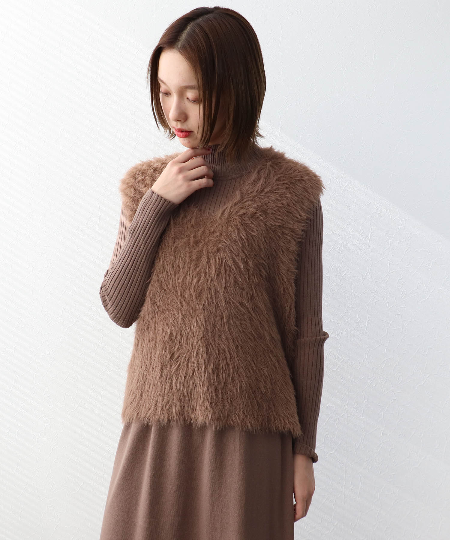 シャギーニットセットワンピース