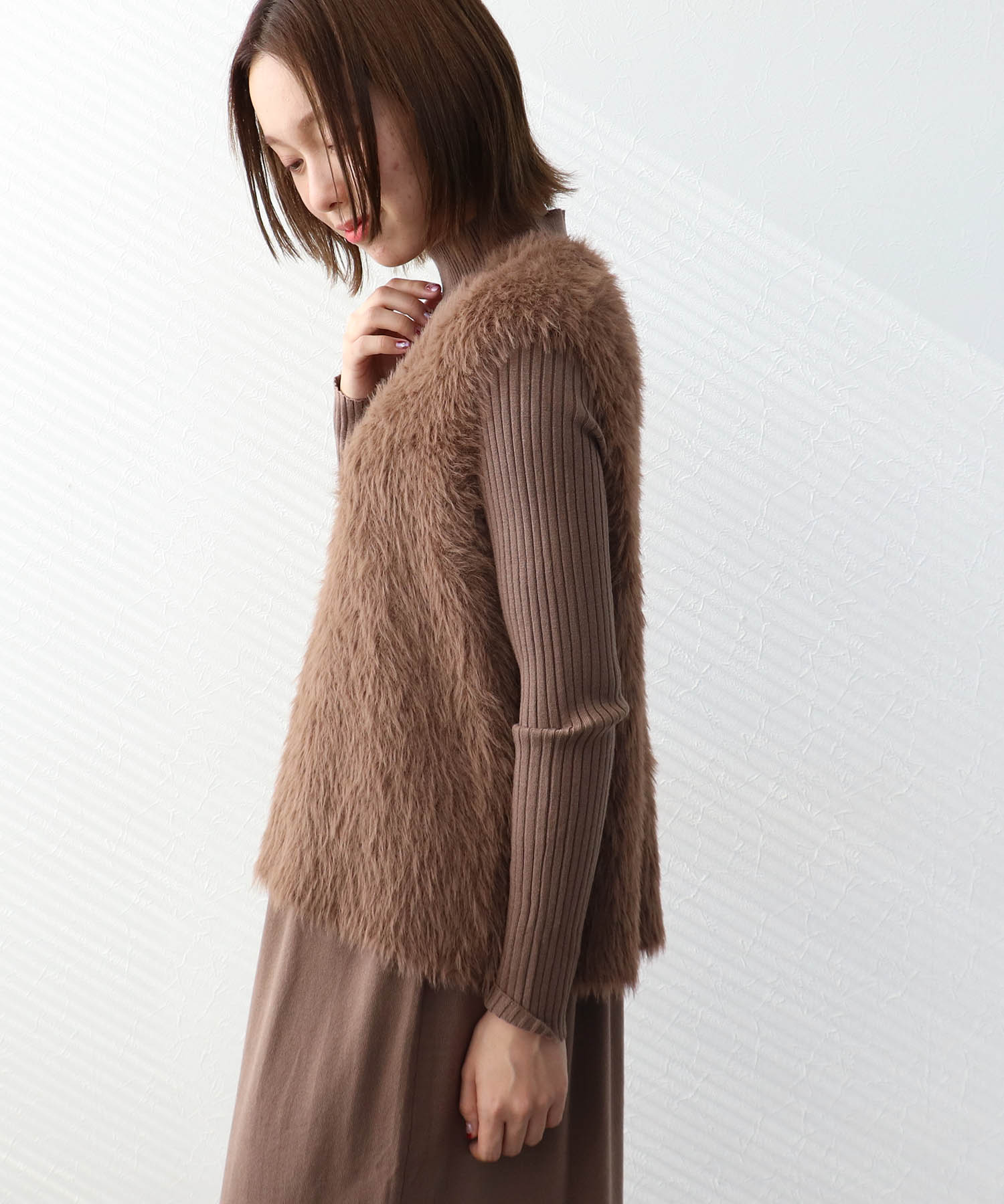 シャギーニットセットワンピース