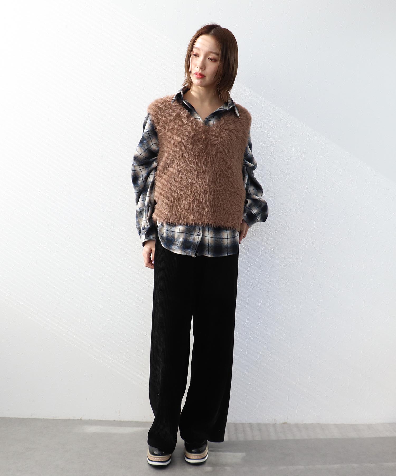 シャギーニットセットワンピース