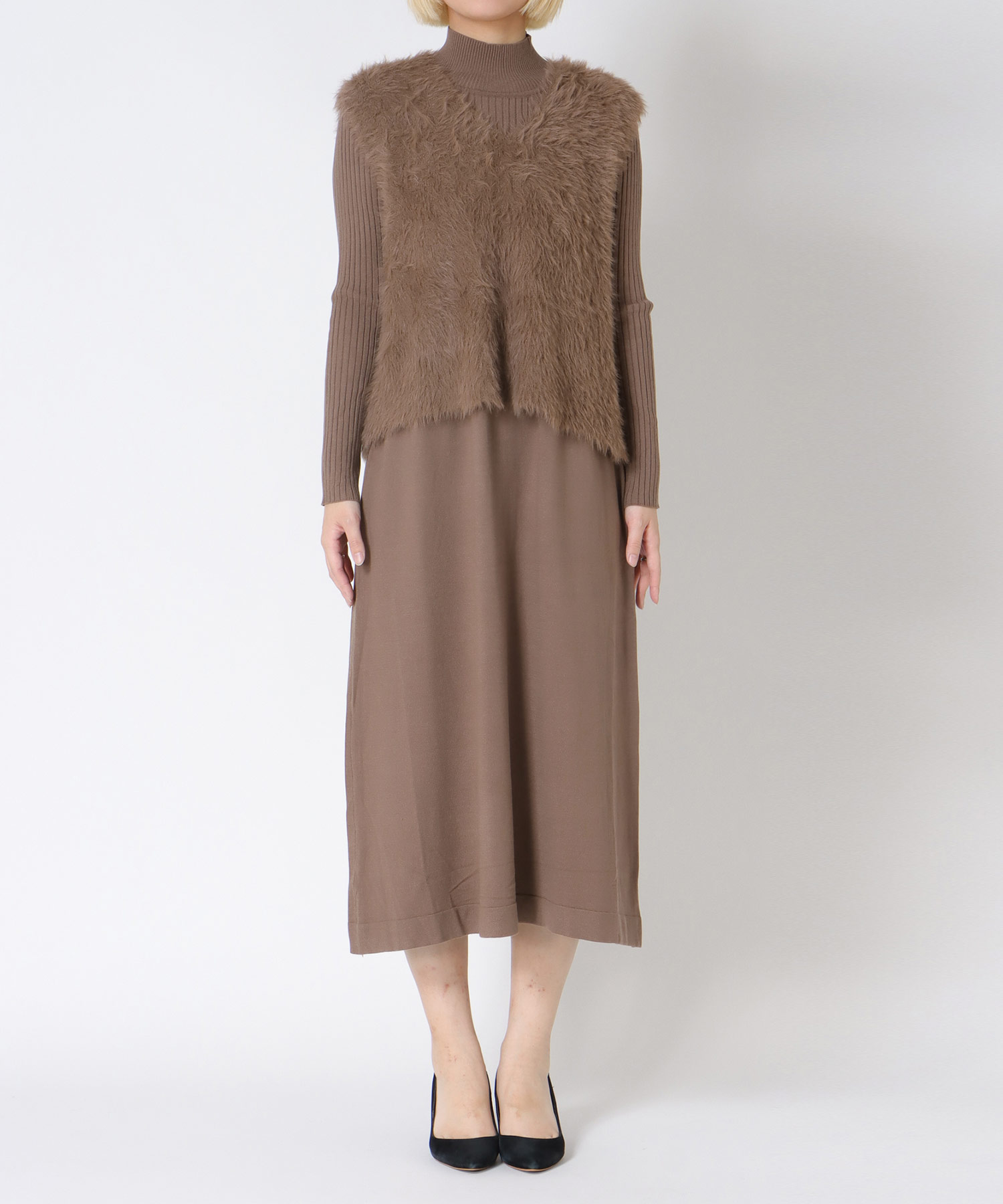 シャギーニットセットワンピース