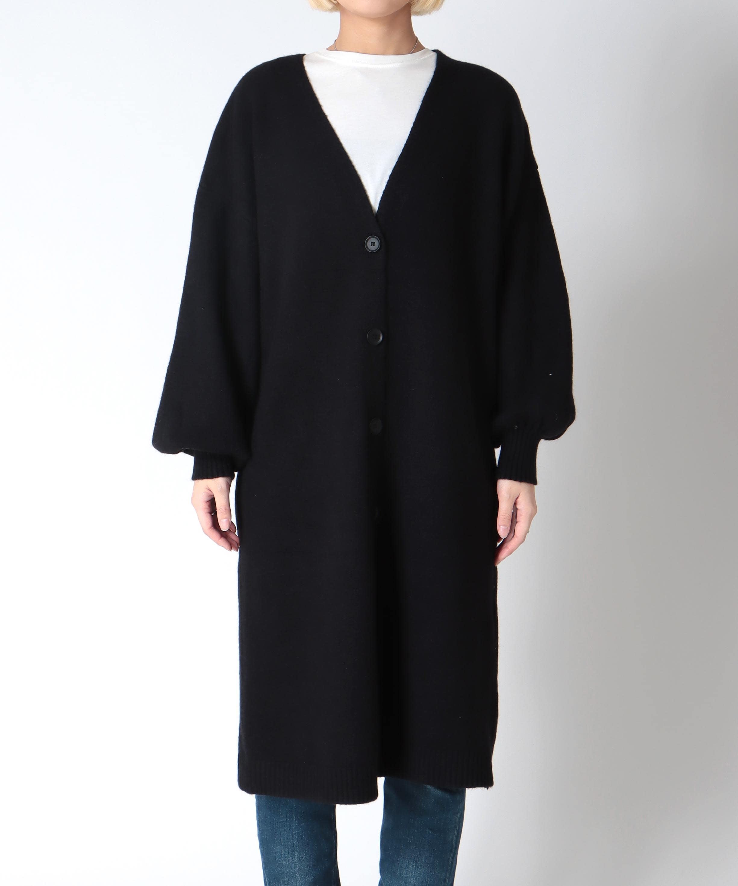 バルーン袖ロングカーディガン