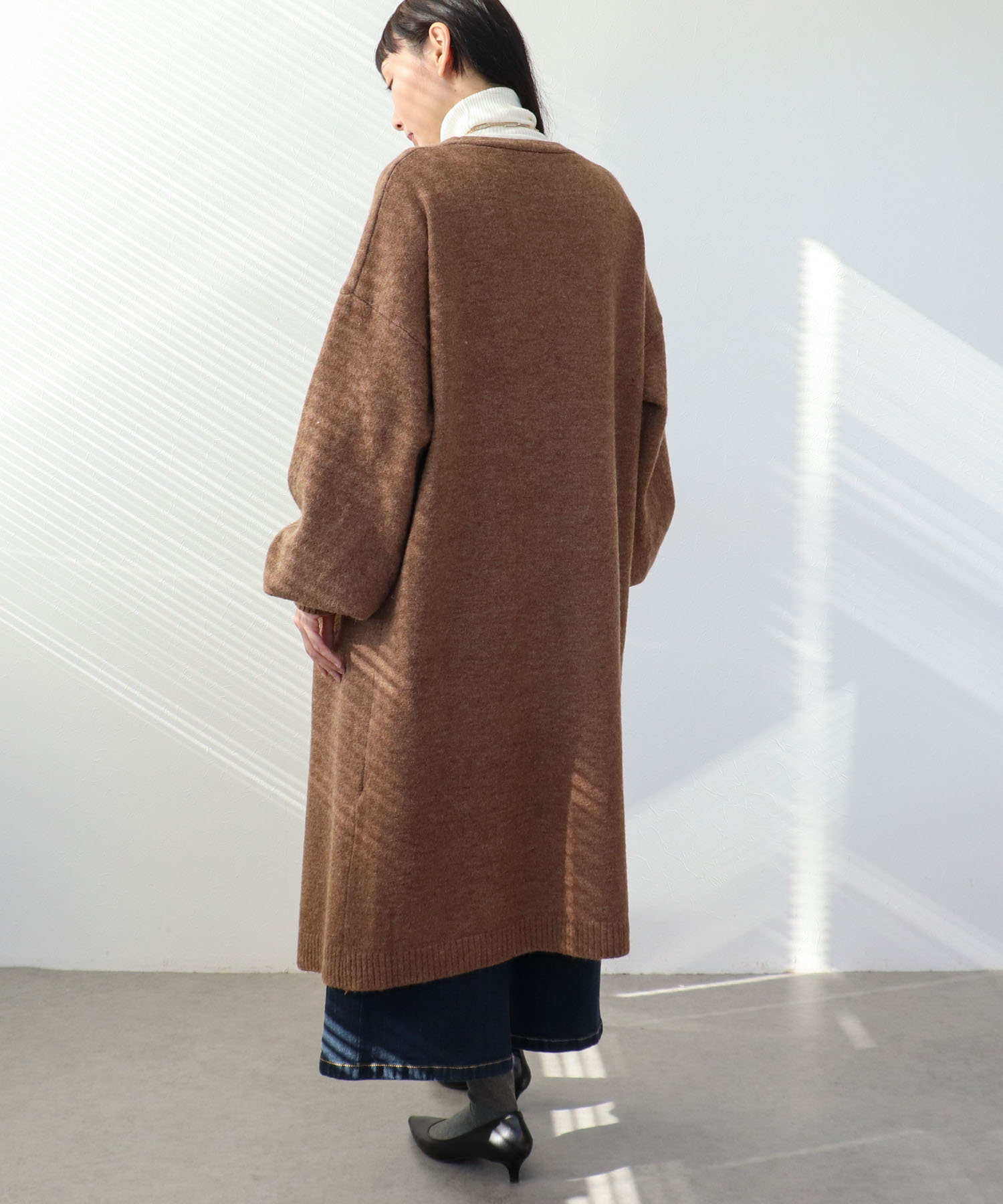 バルーン袖ロングカーディガン