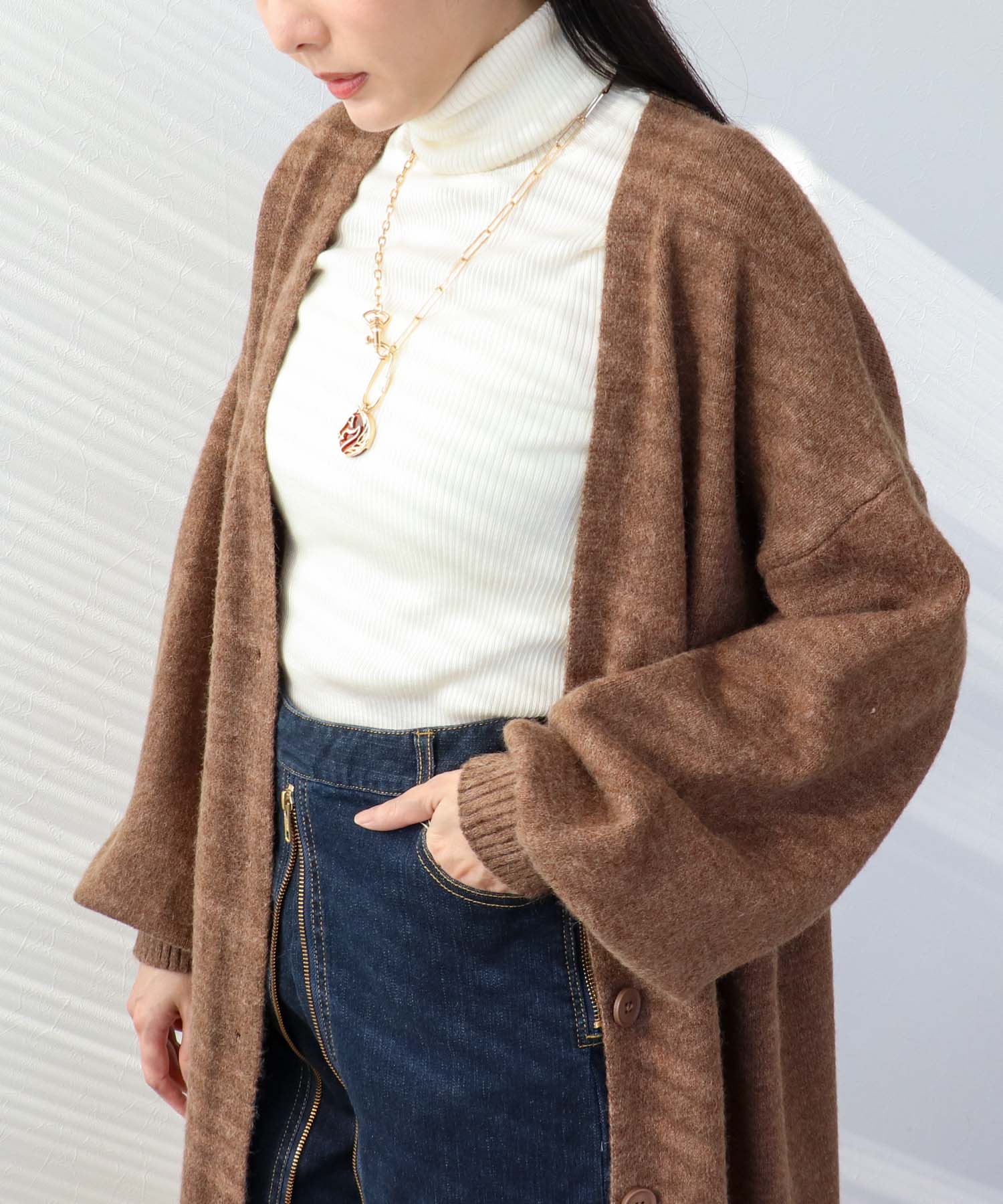 バルーン袖ロングカーディガン