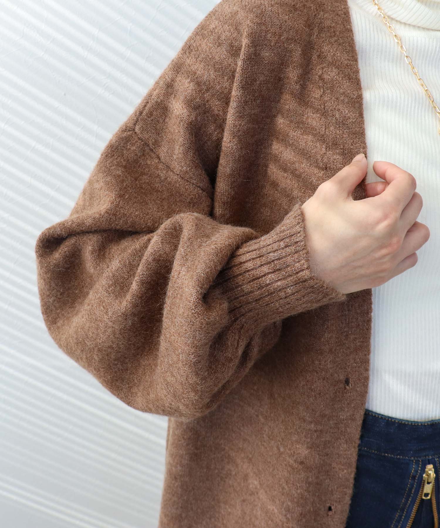 バルーン袖ロングカーディガン