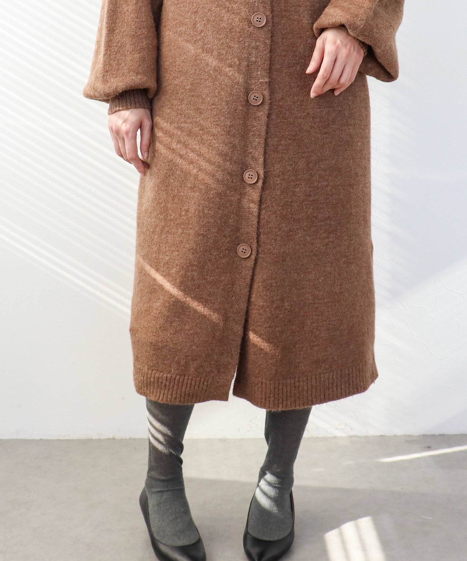 バルーン袖ロングカーディガン