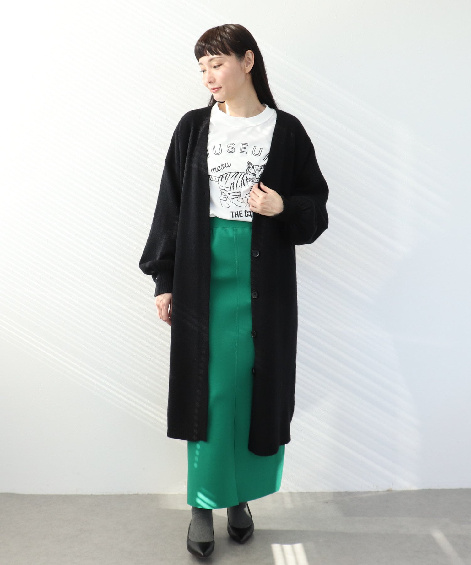 バルーン袖ロングカーディガン