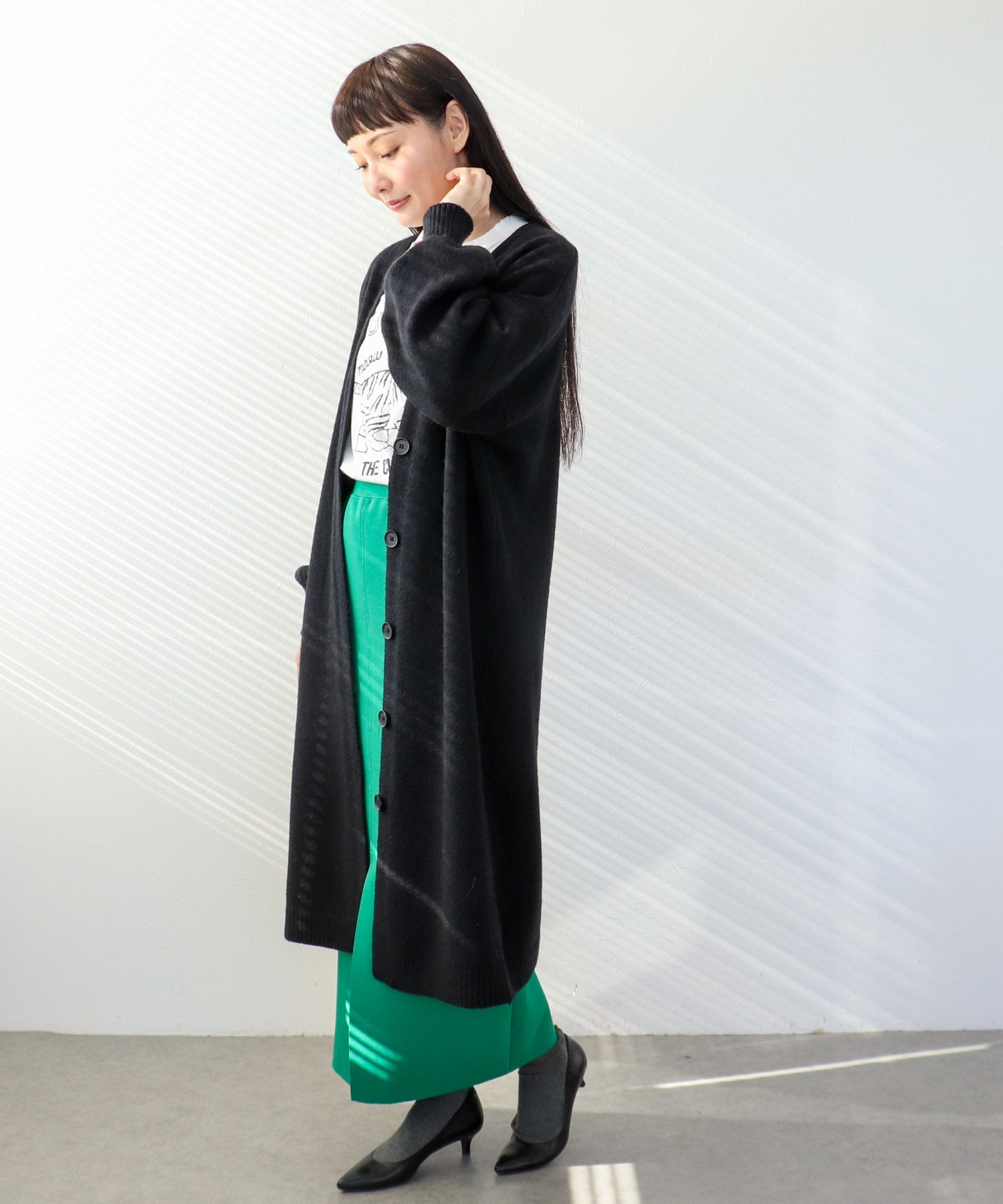 バルーン袖ロングカーディガン