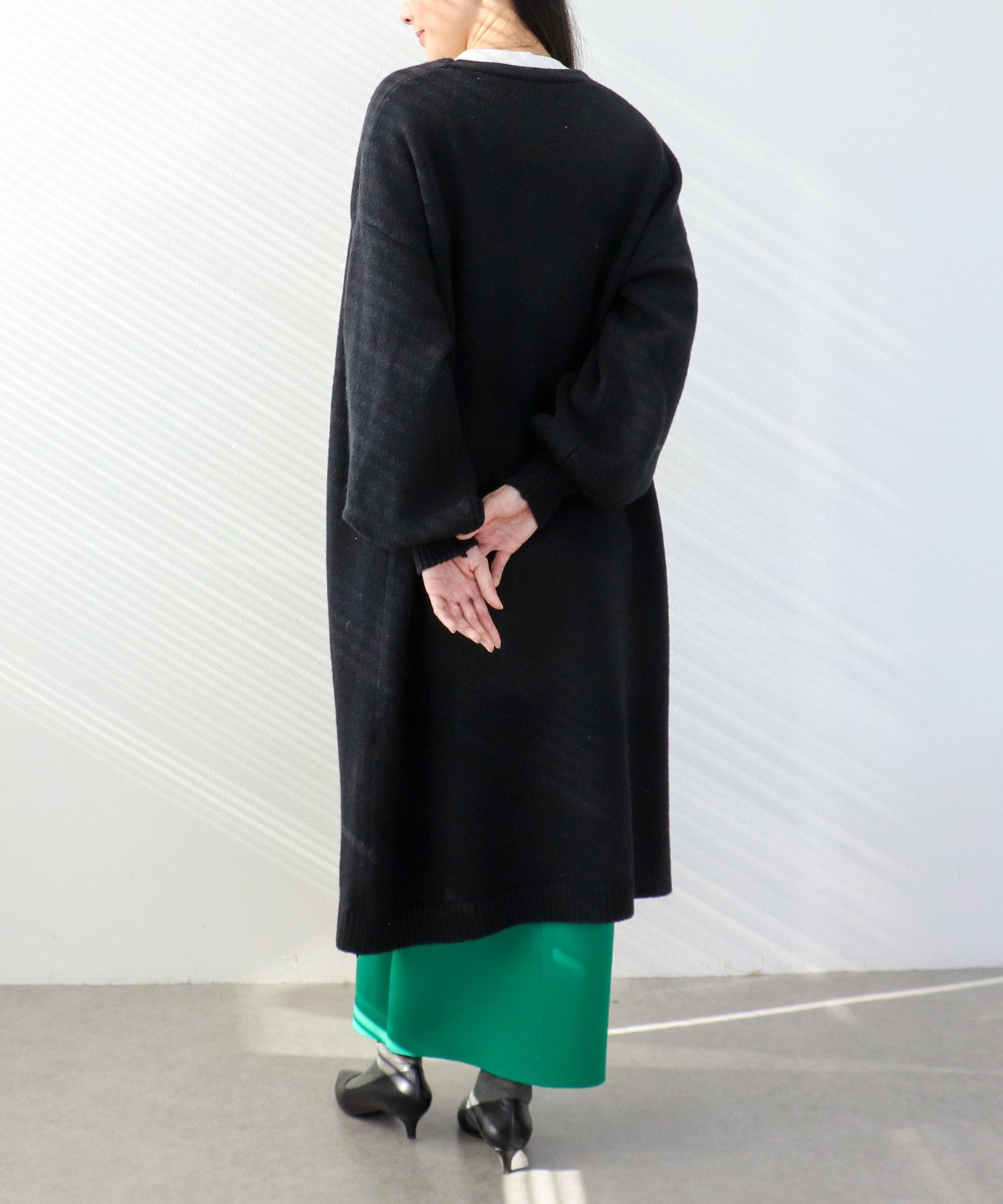 バルーン袖ロングカーディガン