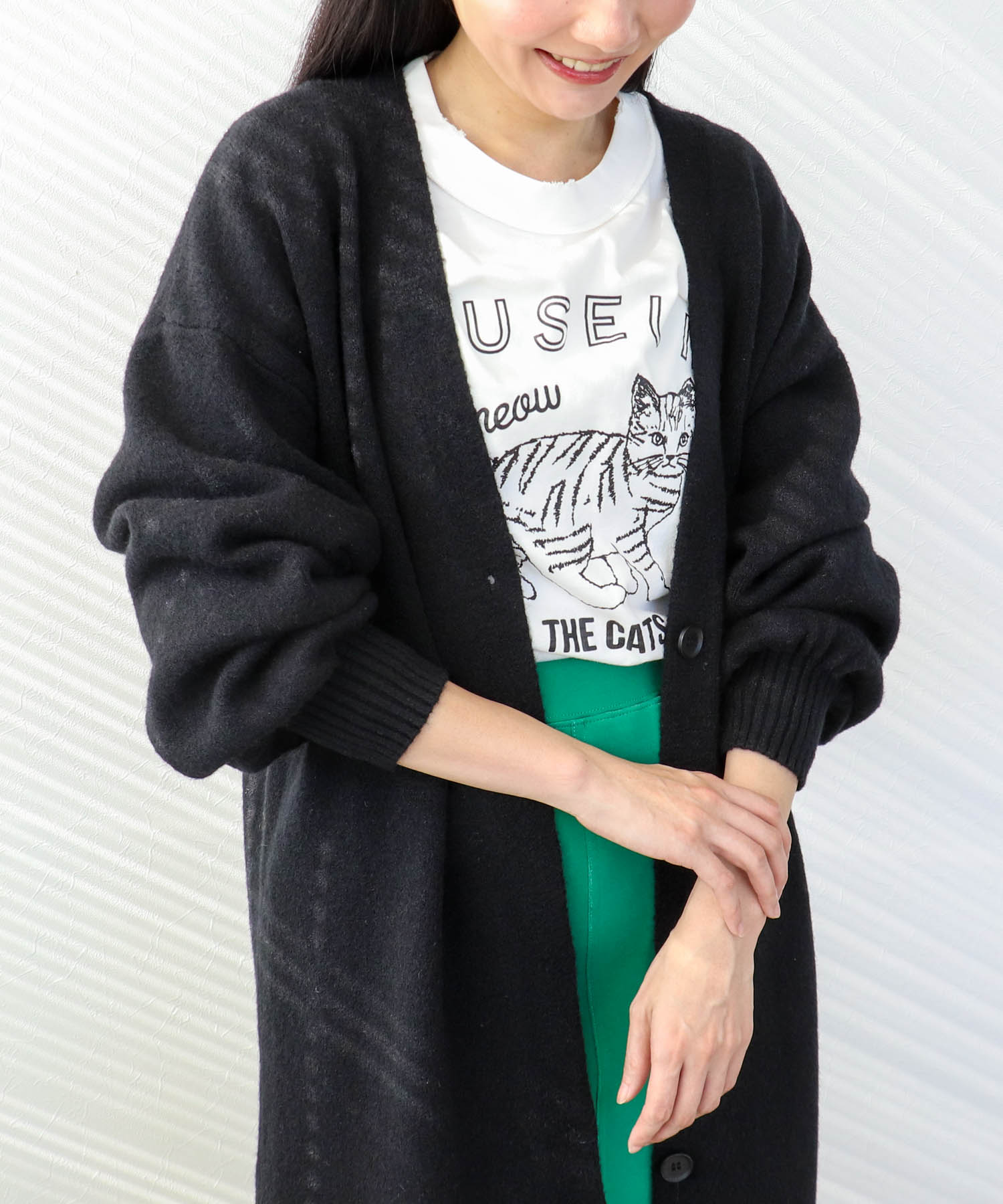 バルーン袖ロングカーディガン