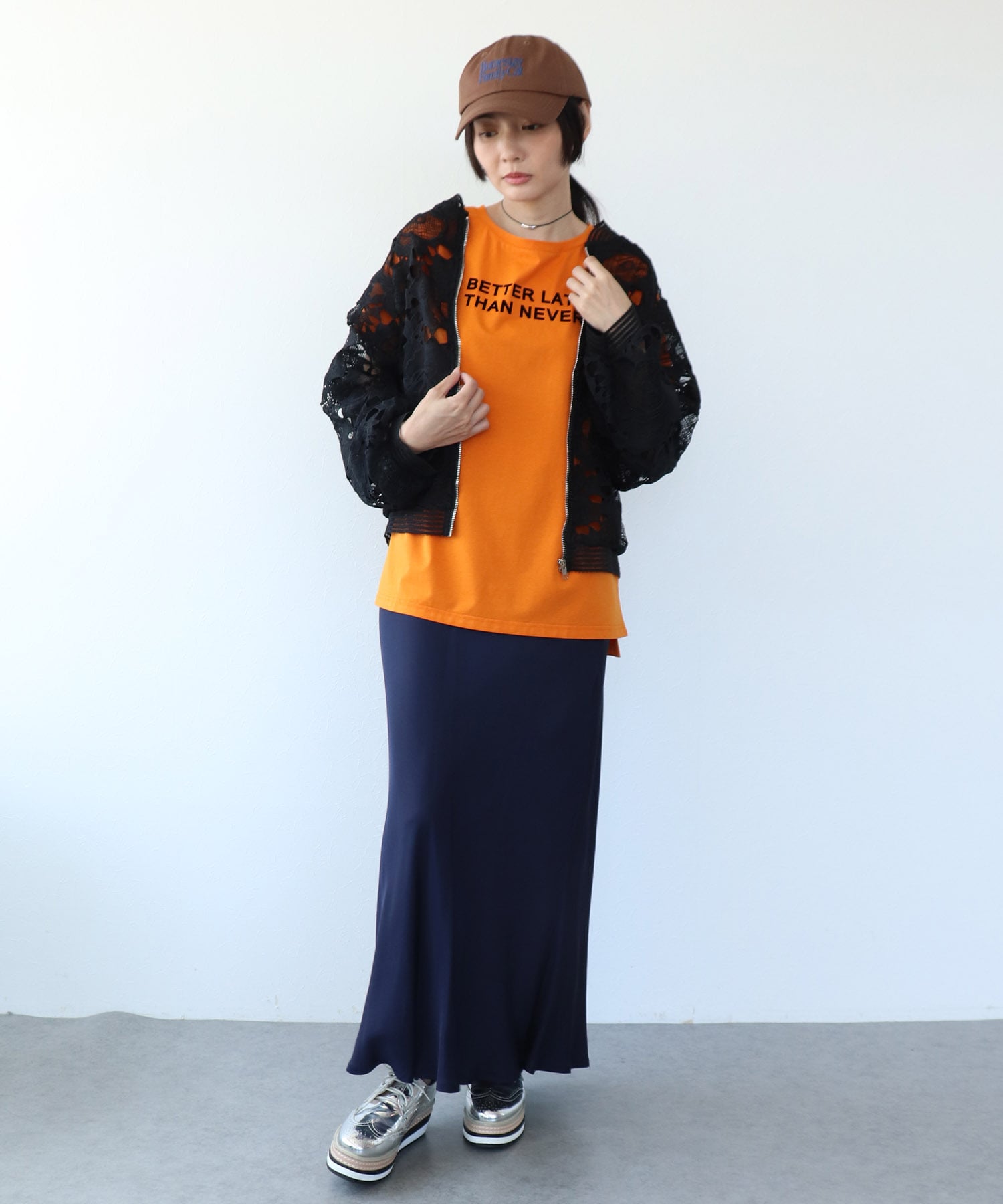 リブストライプレースブルゾン