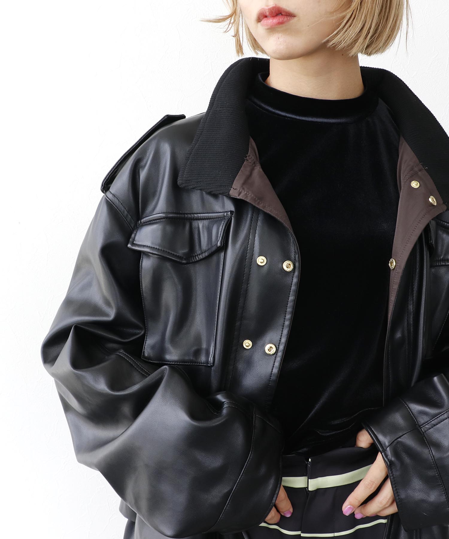 《WEB先行発売》リバーシブル合皮ブルゾン