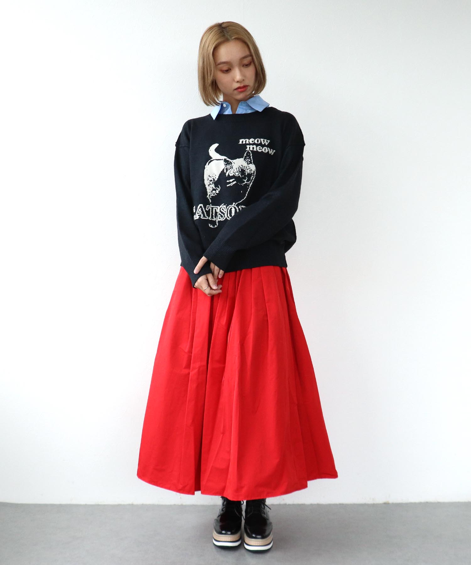 ネコジャガードニットプルオーバー