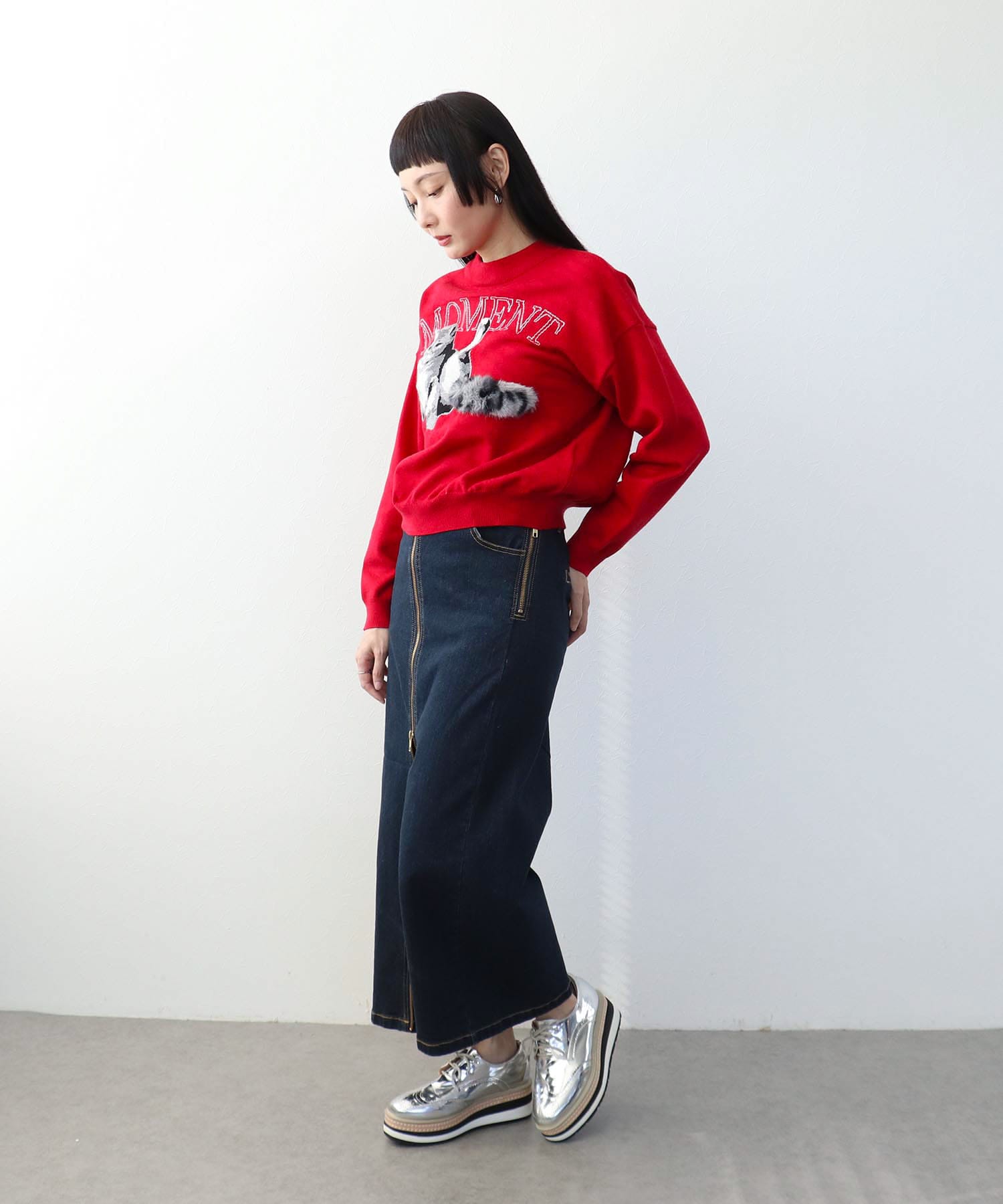 【WEB先行発売】ストレッチCATジャガードニットプルオーバー