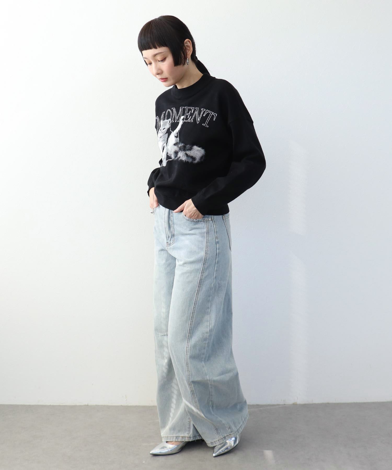 【WEB先行発売】ストレッチCATジャガードニットプルオーバー