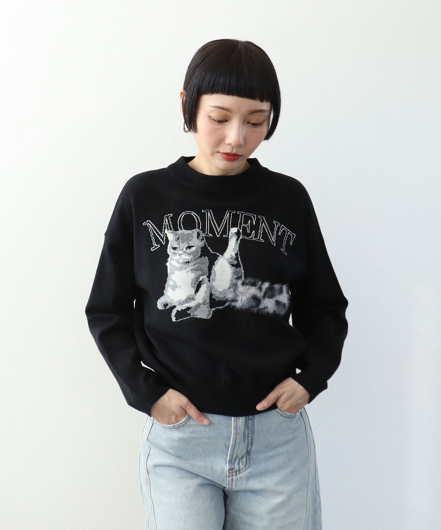 【WEB先行発売】ストレッチCATジャガードニットプルオーバー