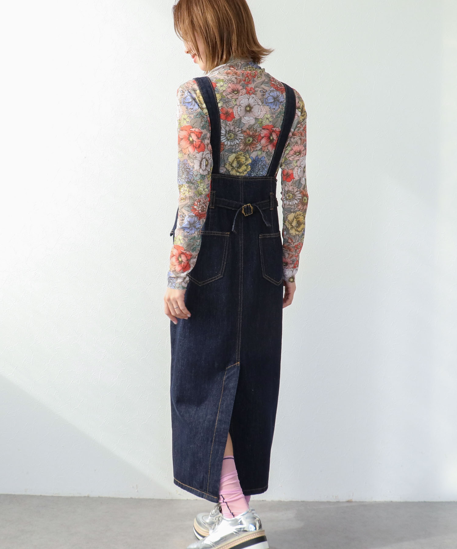 レトロフラワー柄シアープルオーバー