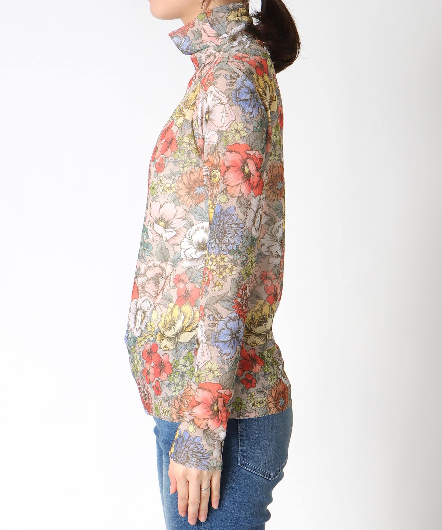 レトロフラワー柄シアープルオーバー