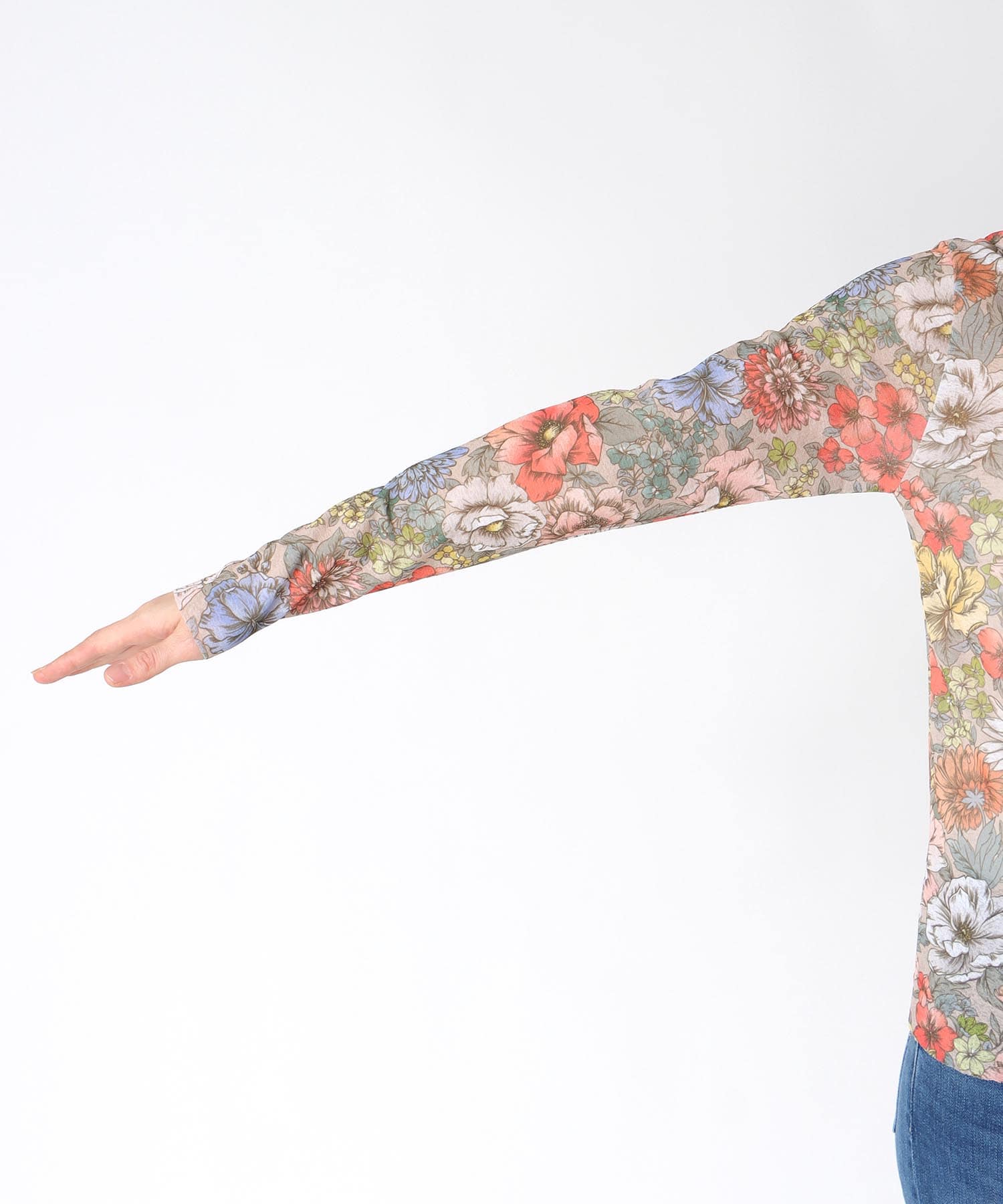 レトロフラワー柄シアープルオーバー