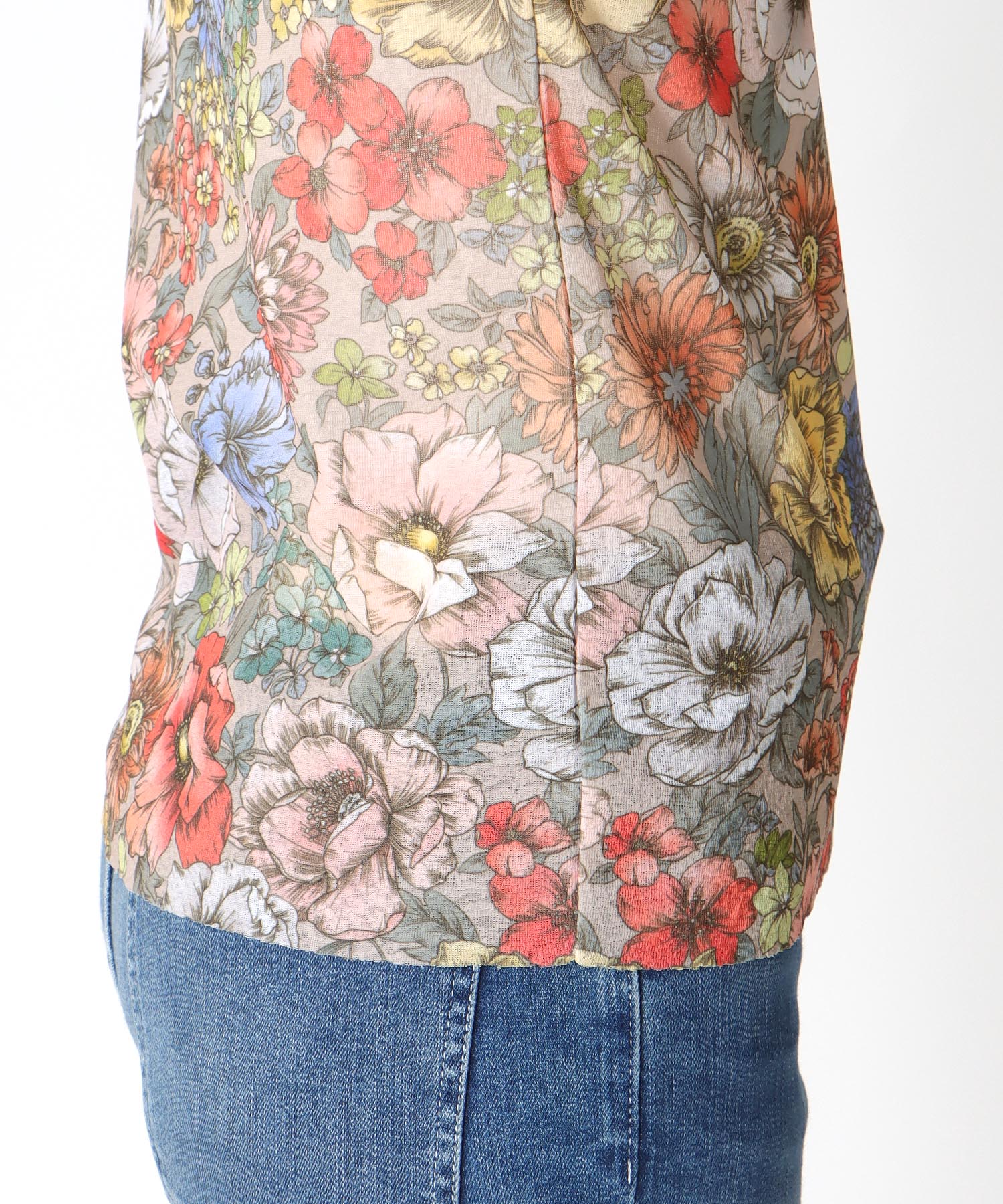 レトロフラワー柄シアープルオーバー