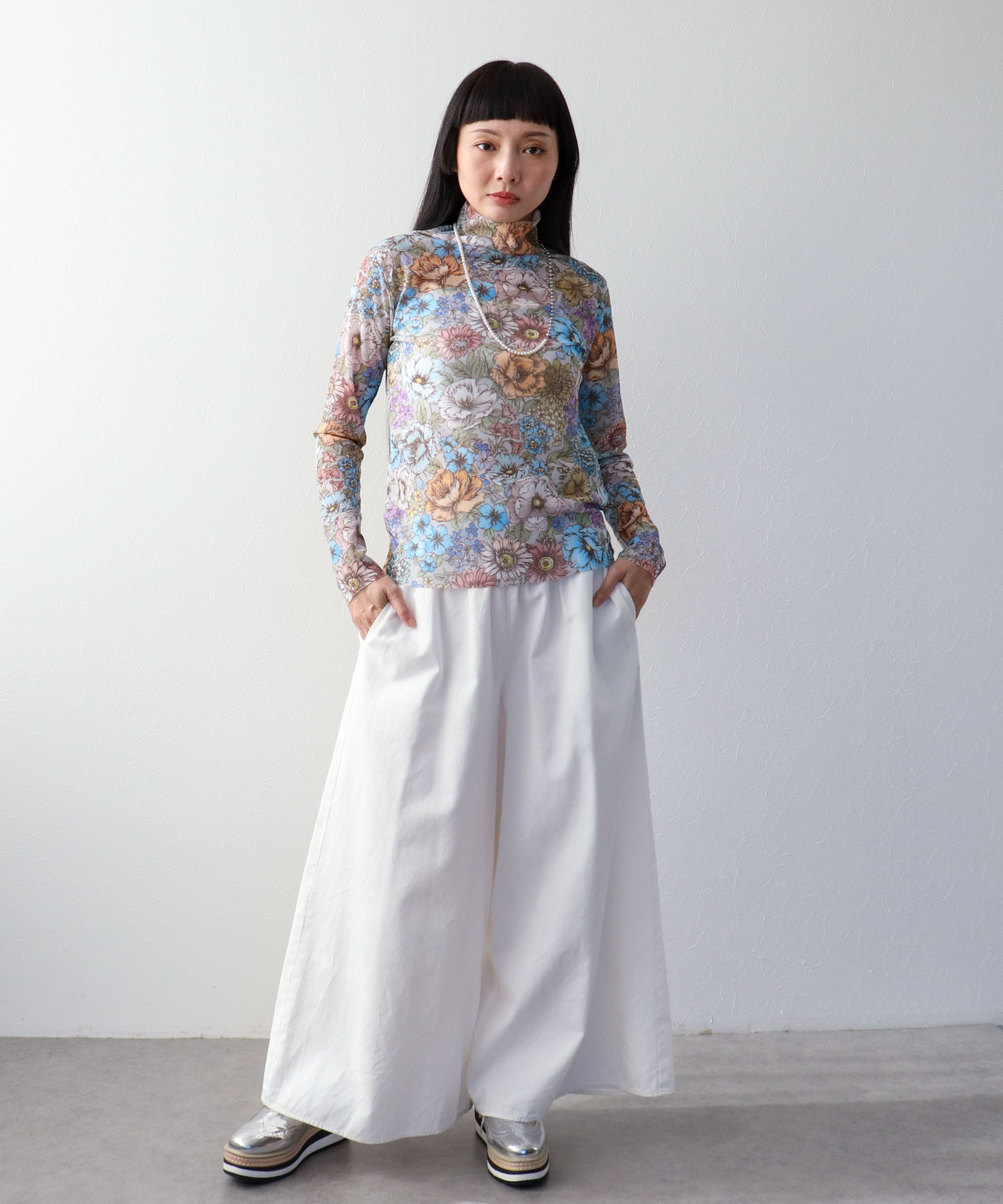 レトロフラワー柄シアープルオーバー